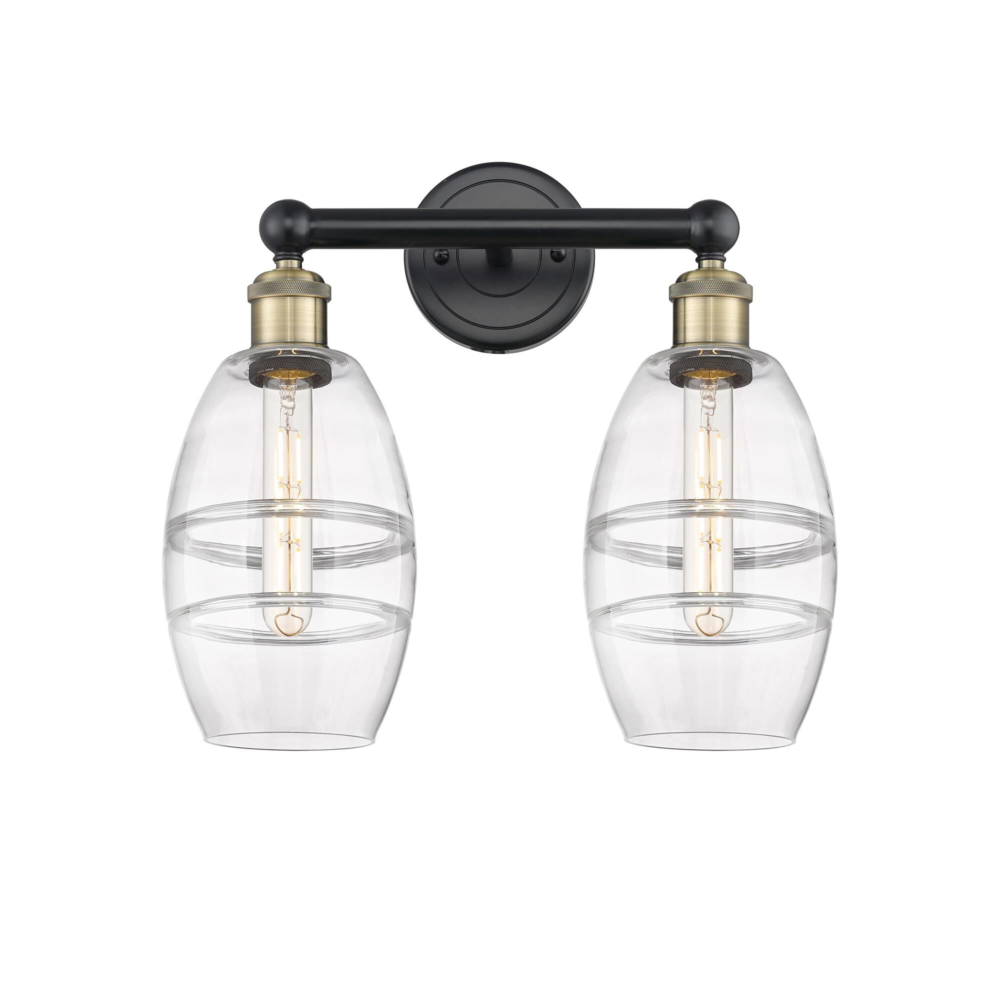 Shown in Black Antique Brass finish and Clear glass