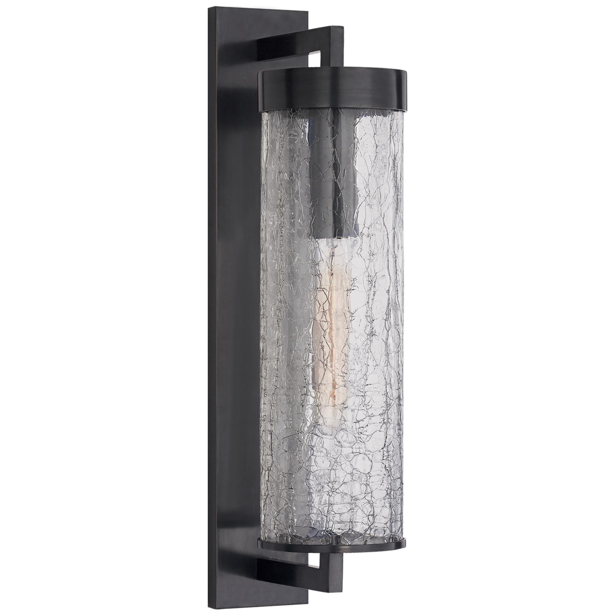 Shown in Bronze finish and Crackle glass
