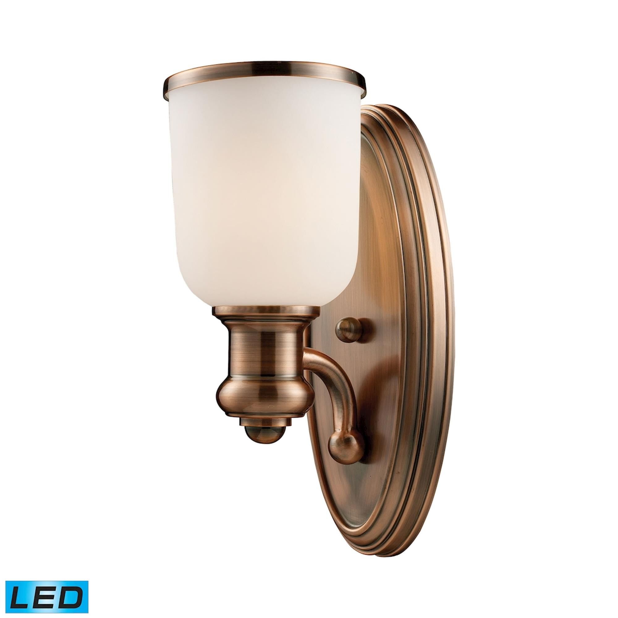 Shown in Antique Copper finish and White glass