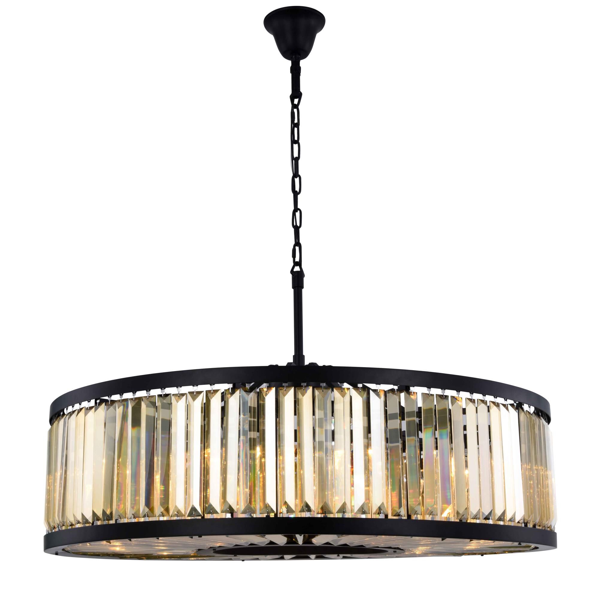 Shown in Matte Black finish and Royal Cut crystal and Golden Teak (Smoky) accent
