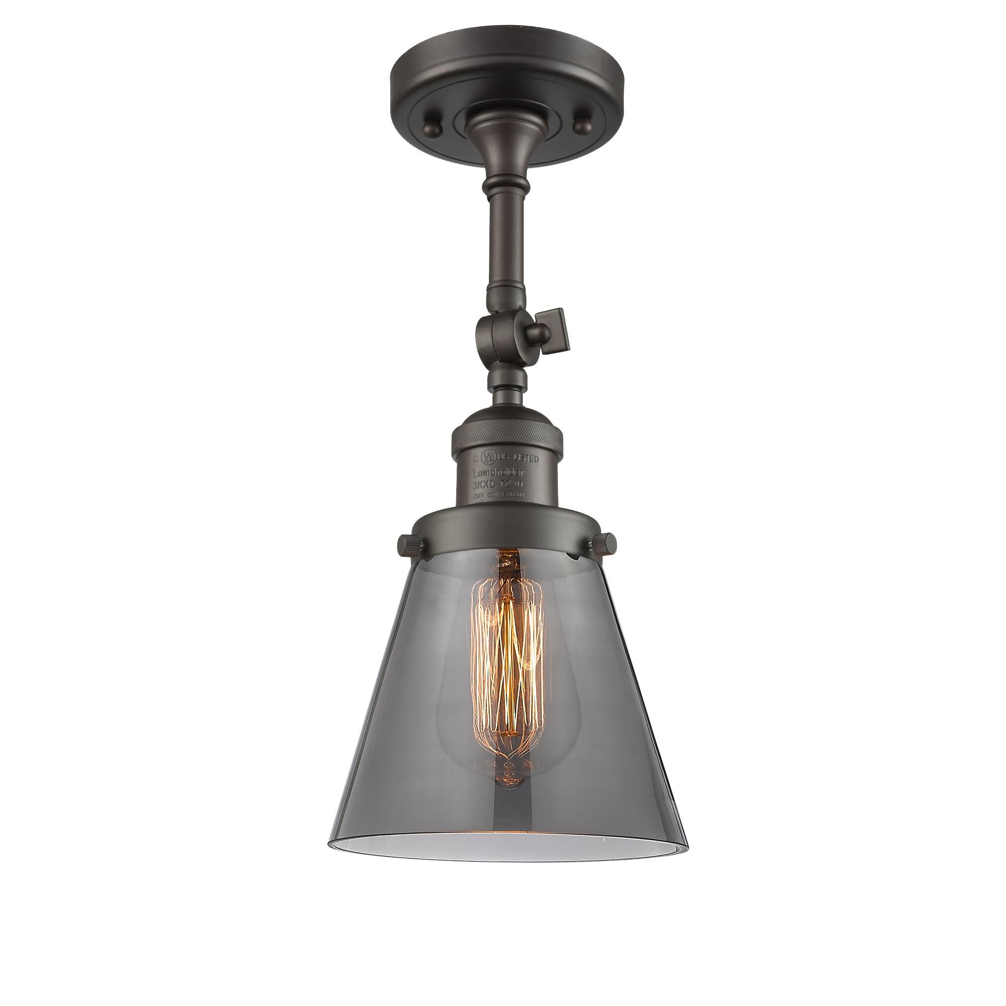 Shown in Oil Rubbed Bronze finish and Smoked glass and None accent