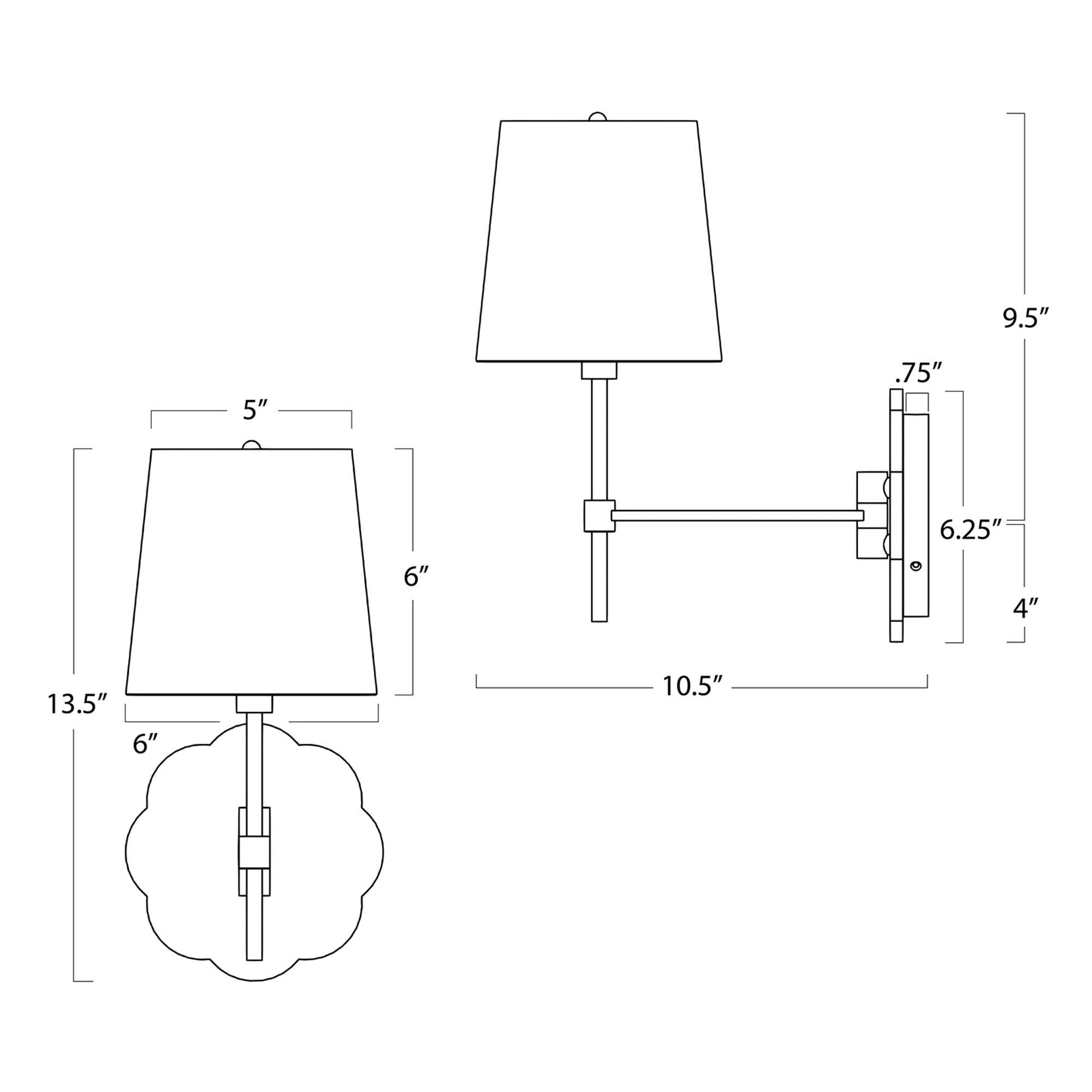 Shown in Natural Brass finish and Linen shade