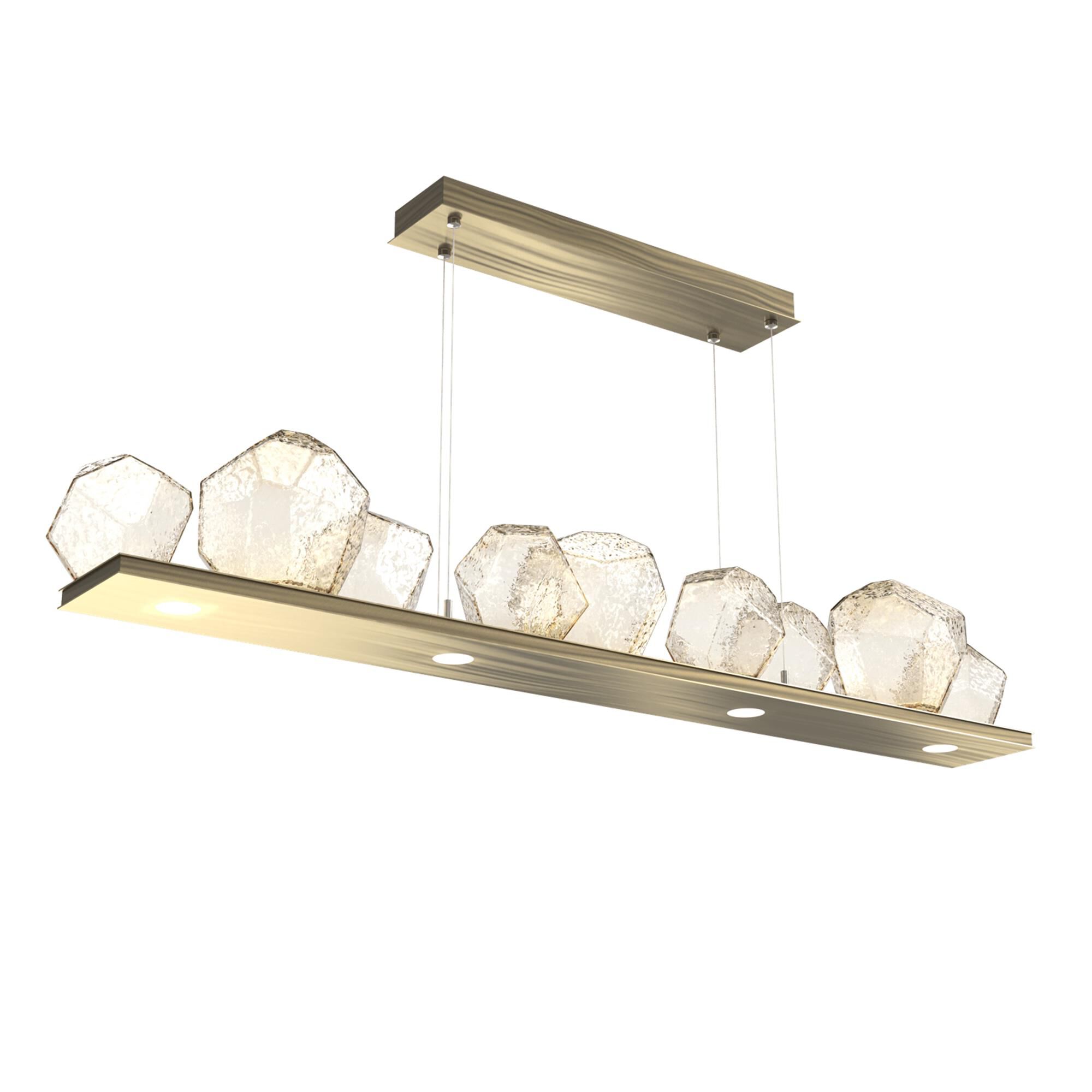 Shown in Heritage Brass finish and Amber glass