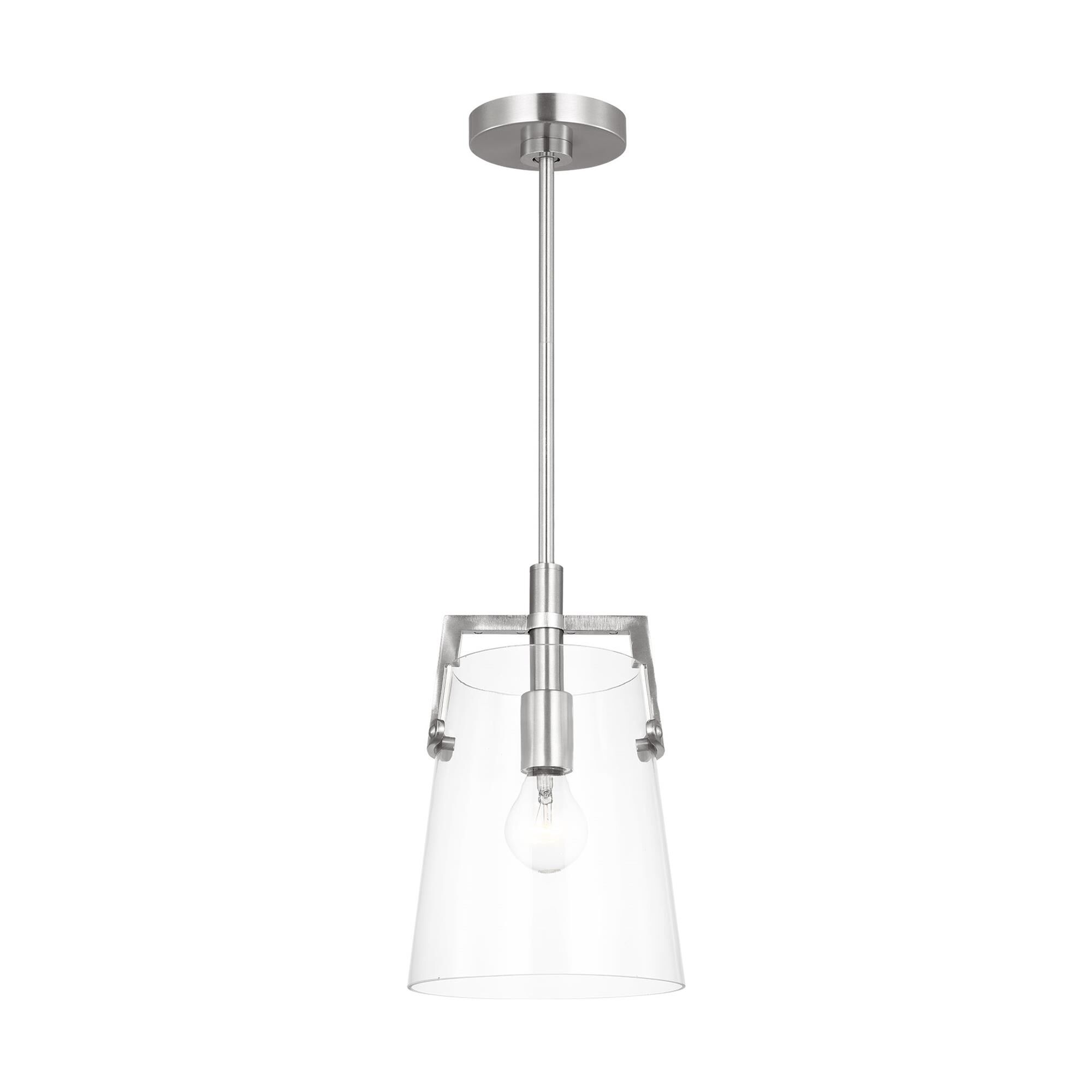 Shown in Brushed Nickel finish and Clear glass