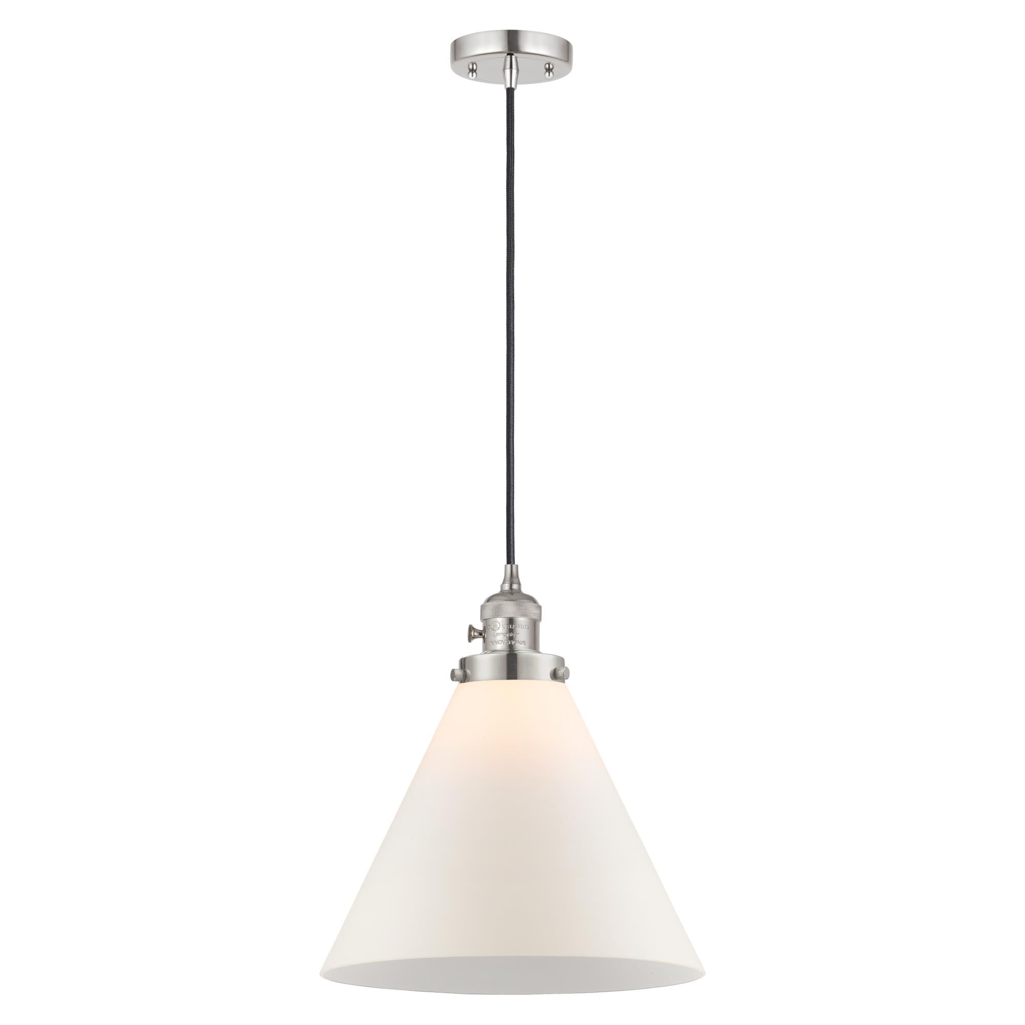 Shown in Polished Nickel finish and Matte White Cased glass