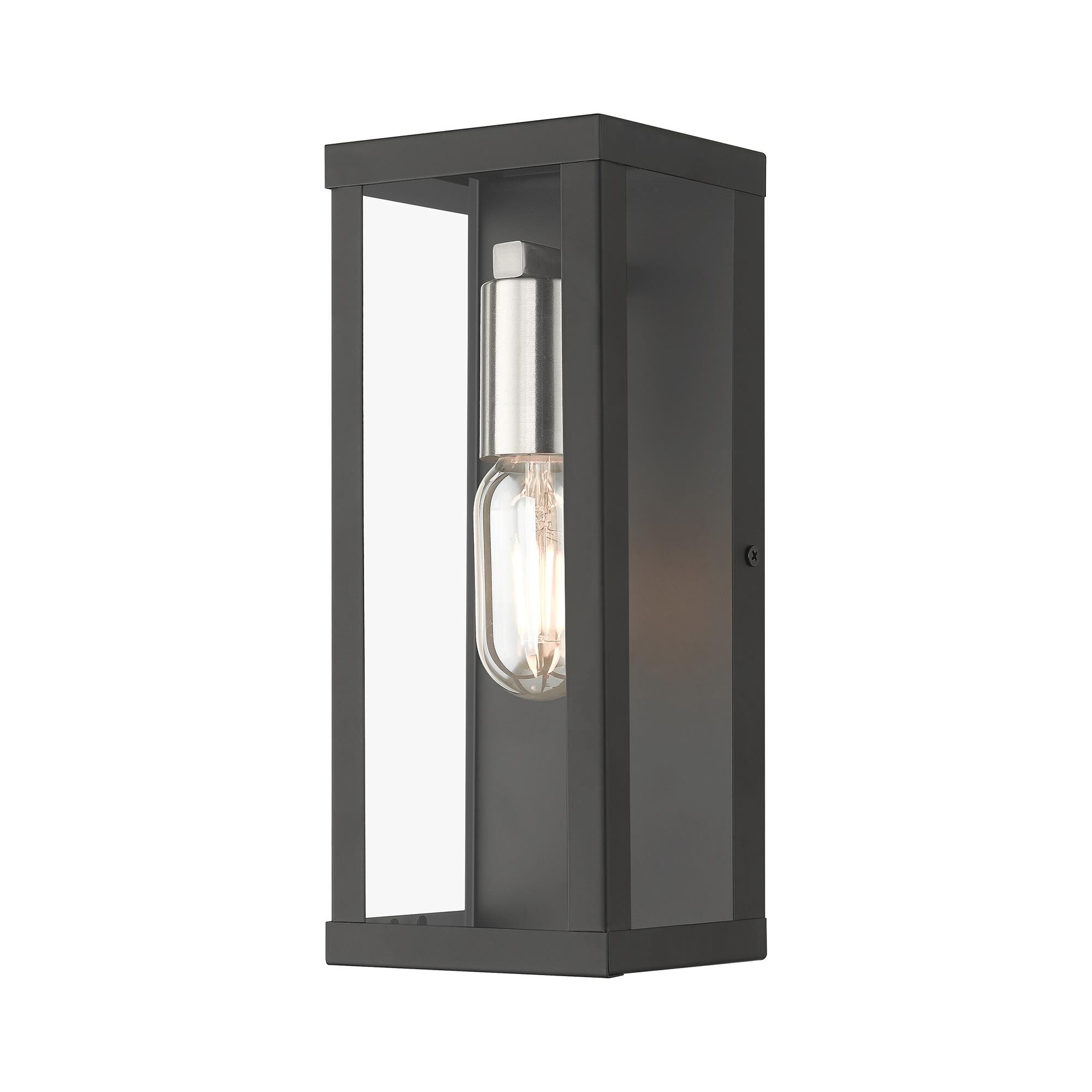 Shown in Black with Brushed Nickel Accents finish and Clear  glass