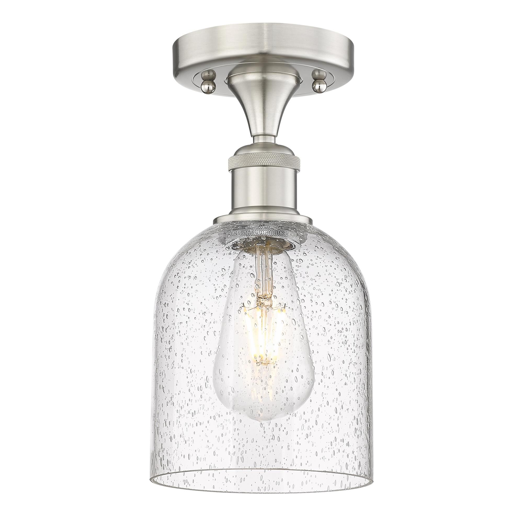 Shown in Brushed Satin Nickel finish and Seedy glass