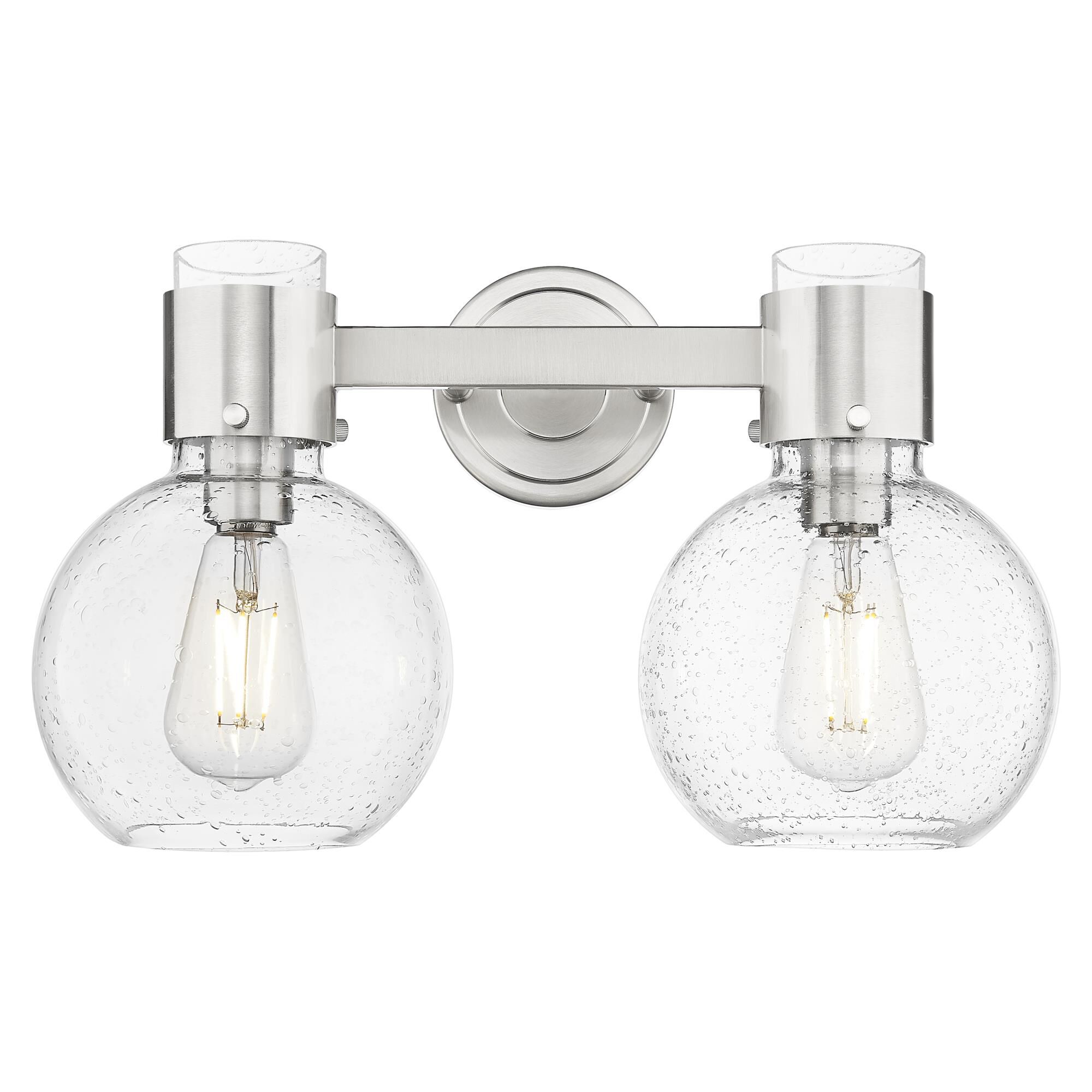 Shown in Brushed Satin Nickel finish and Seedy glass