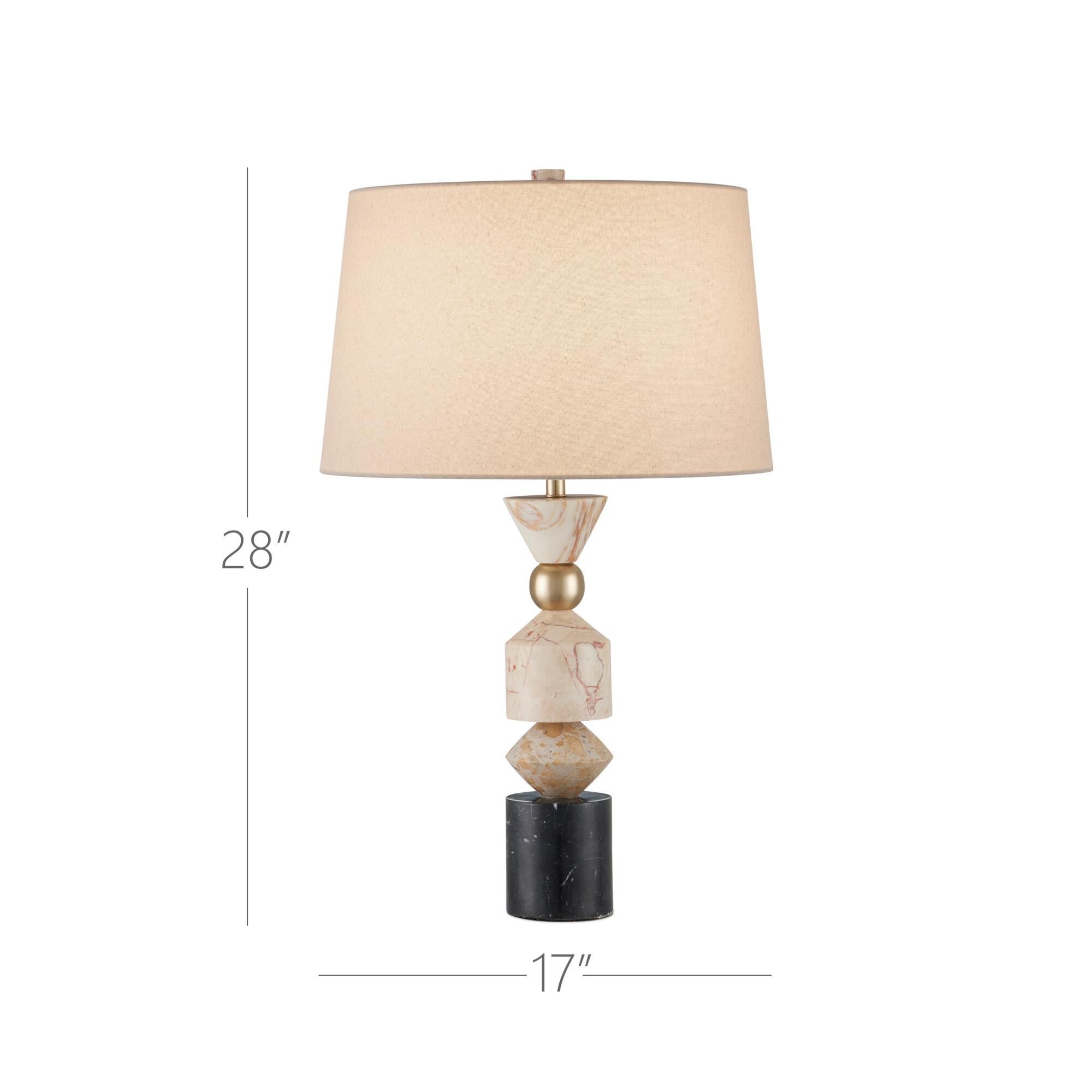 Shown in Natural, Black and Brass finish and Natural Linen shade