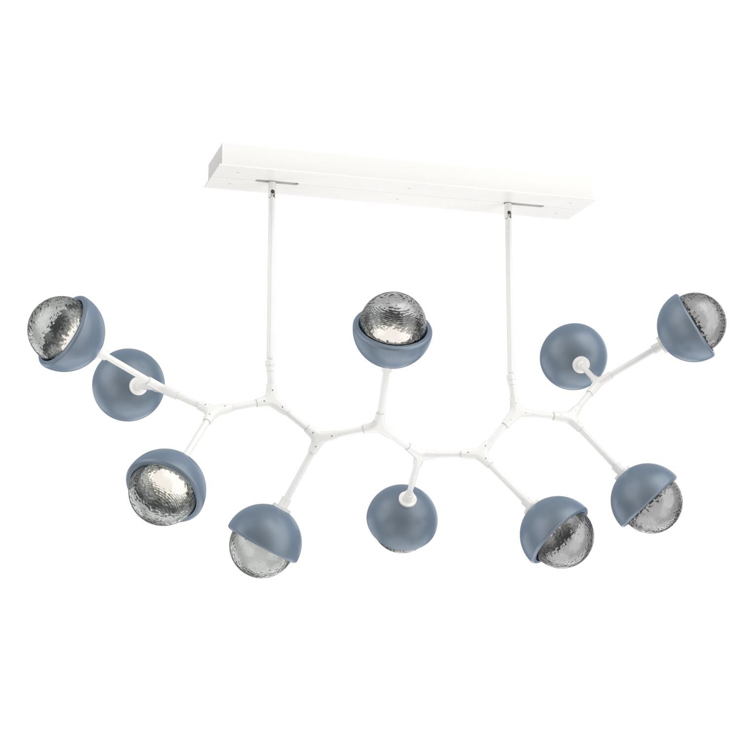 Shown in Salt White finish and Smoke glass and Poppy Blue accent