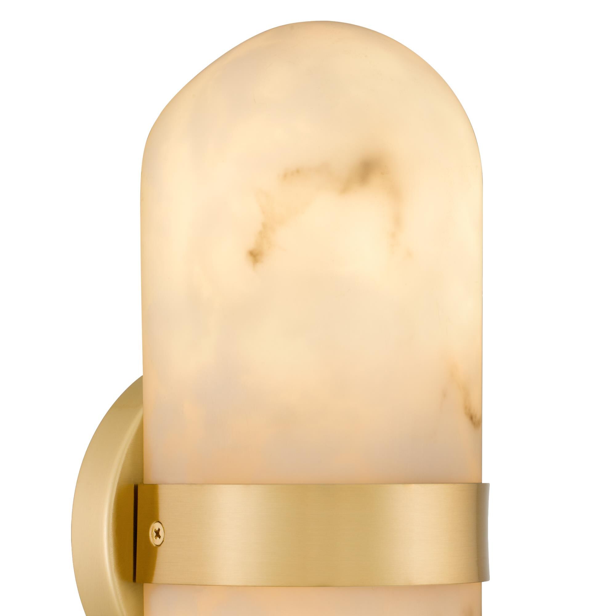 Shown in Brushed Gold finish and Alabaster Resin shade