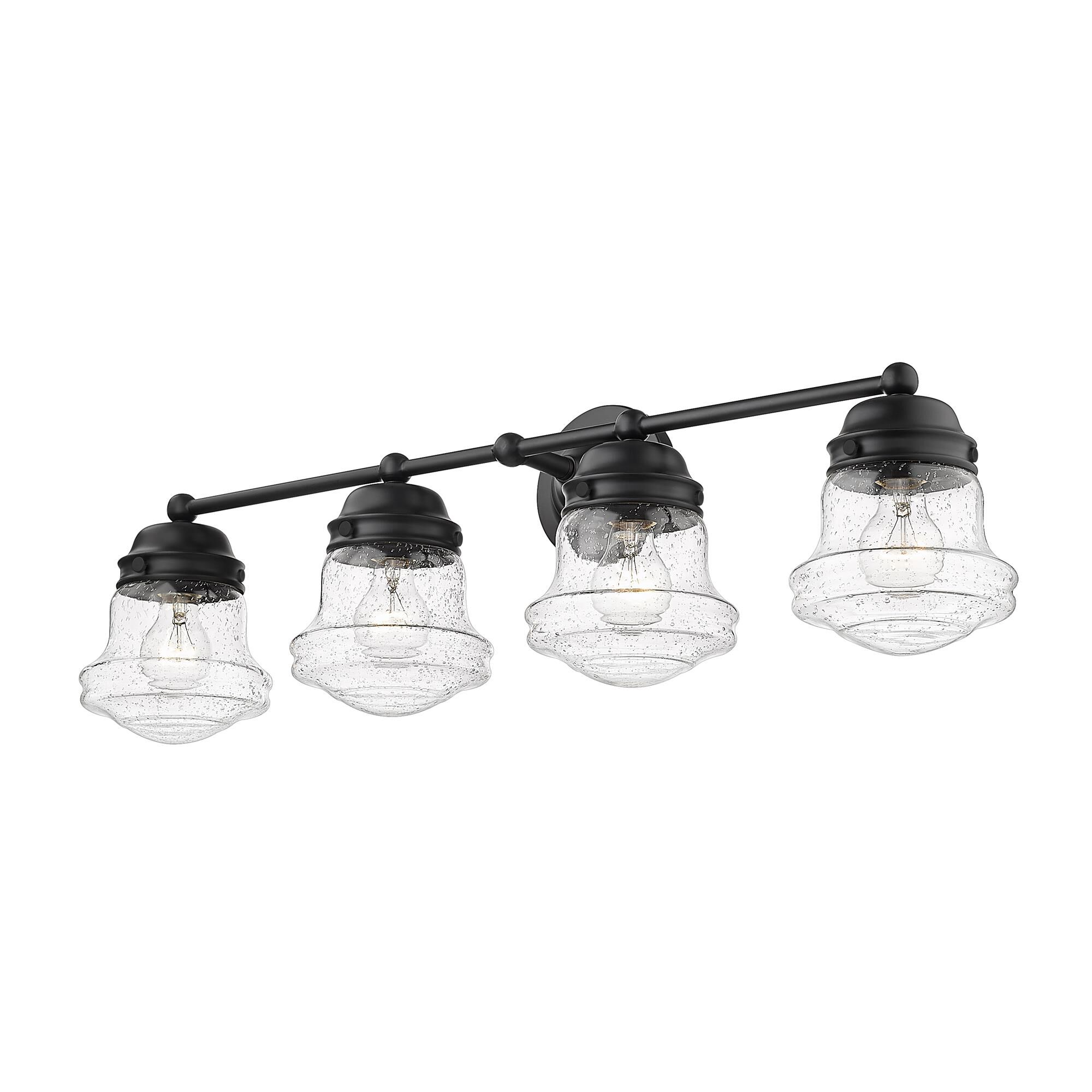 Shown in Matte Black finish and Glass shade