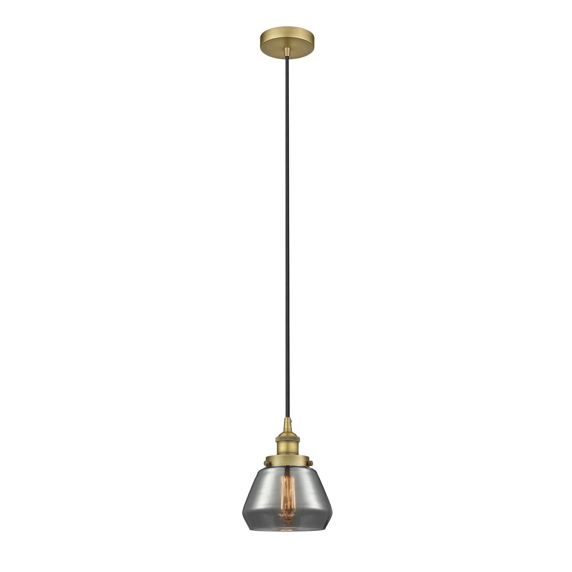 Shown in Brushed Brass finish and Plated Smoke glass