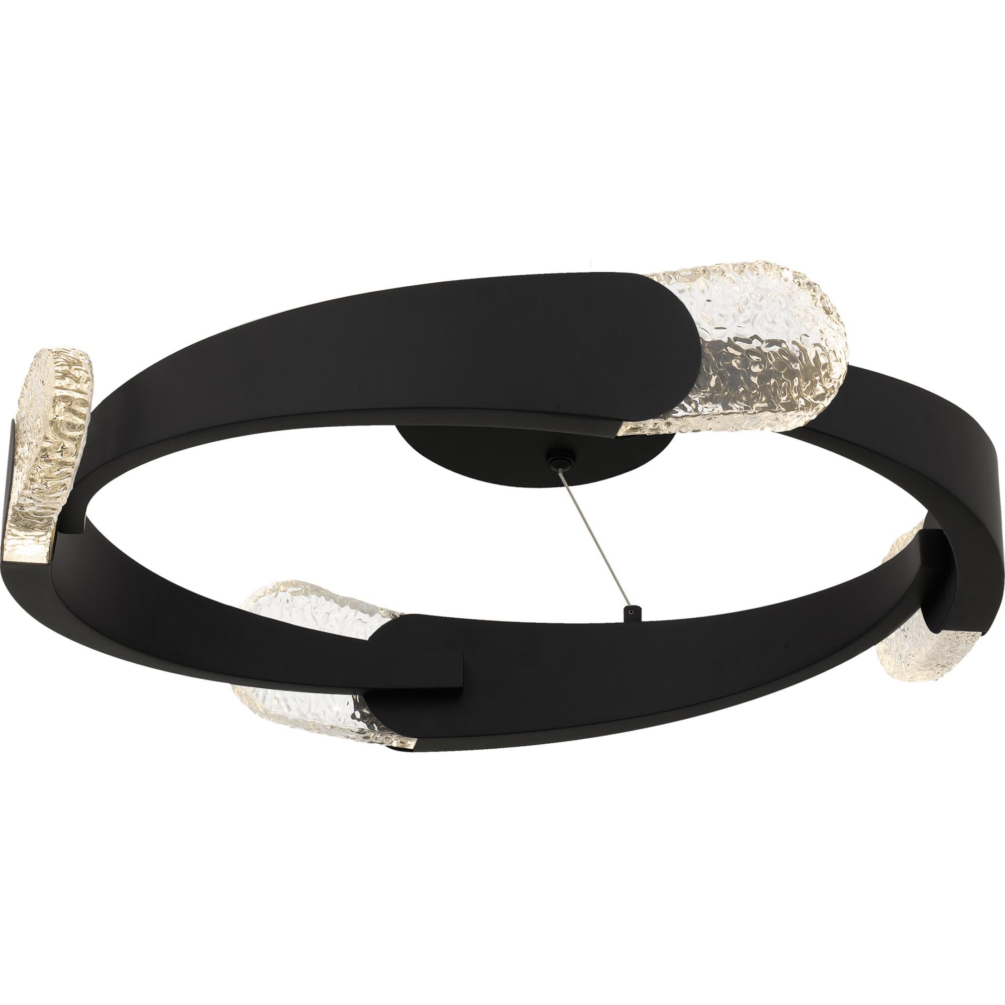 Shown in Matte Black finish and Clear Textured Glass shade