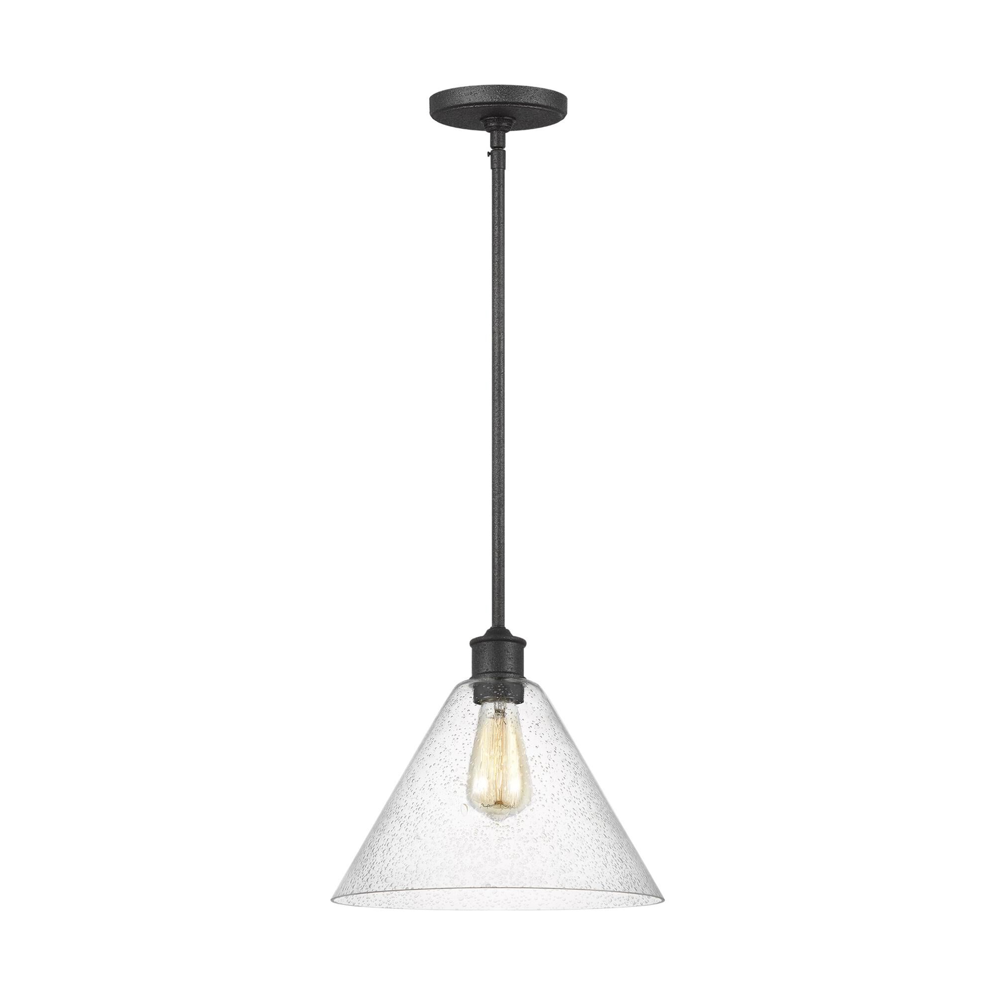 Shown in Midnight Black finish and Clear Seeded glass and Clear Seeded Glass shade