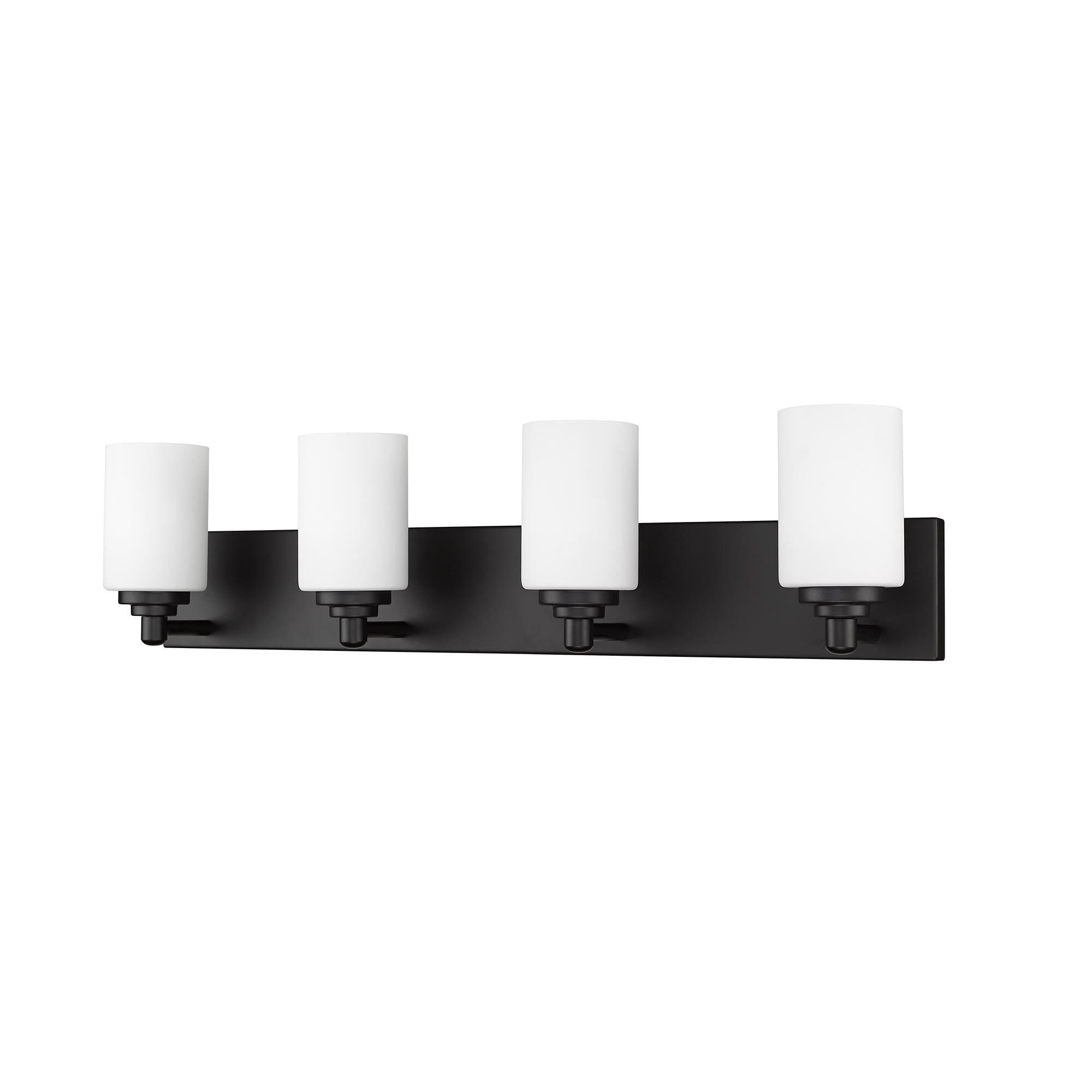 Shown in Matte Black finish and Glass shade
