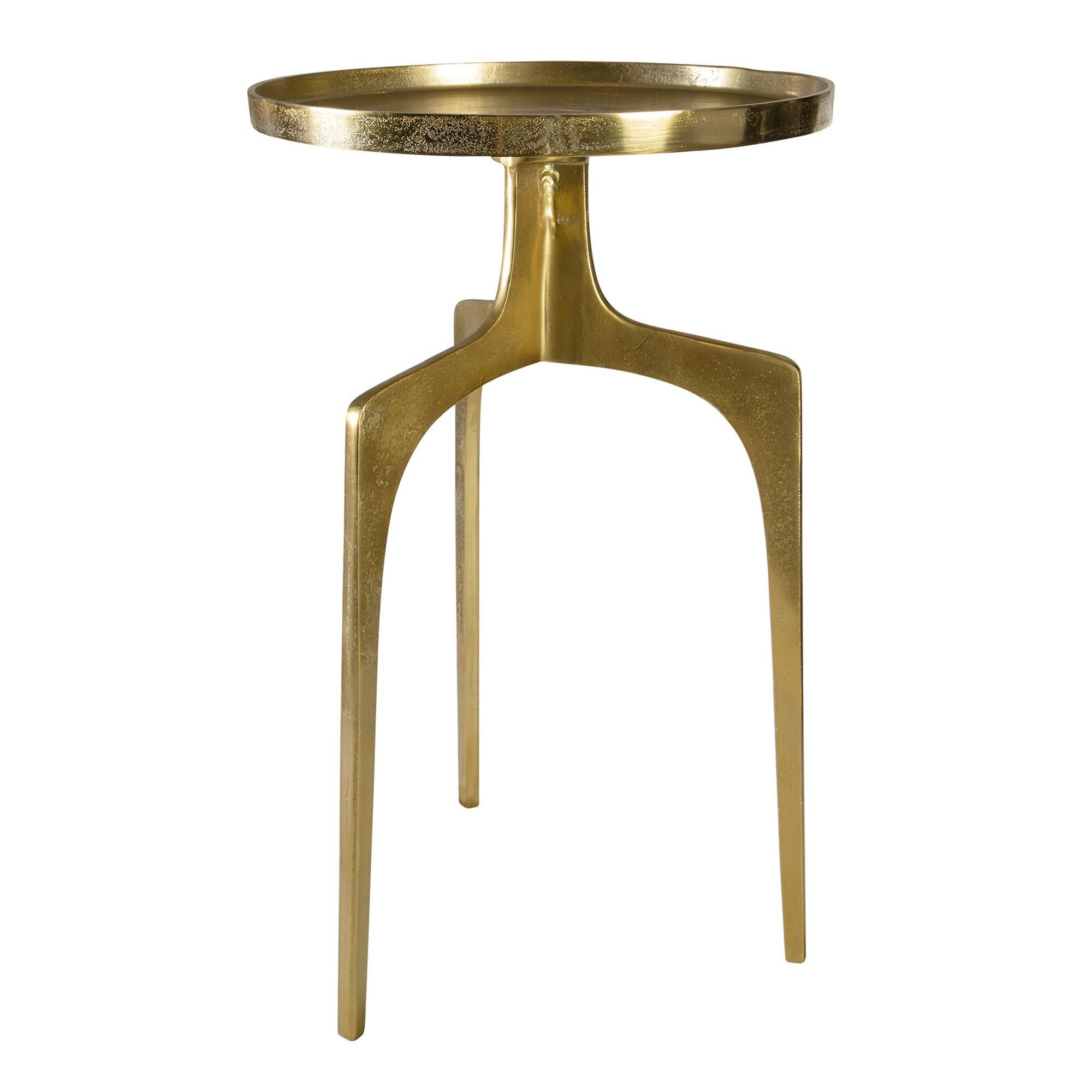 Shown in Providing An Organic Global Feel, This Cast Aluminum Accent Table Features A Shapely Curved Base And finish