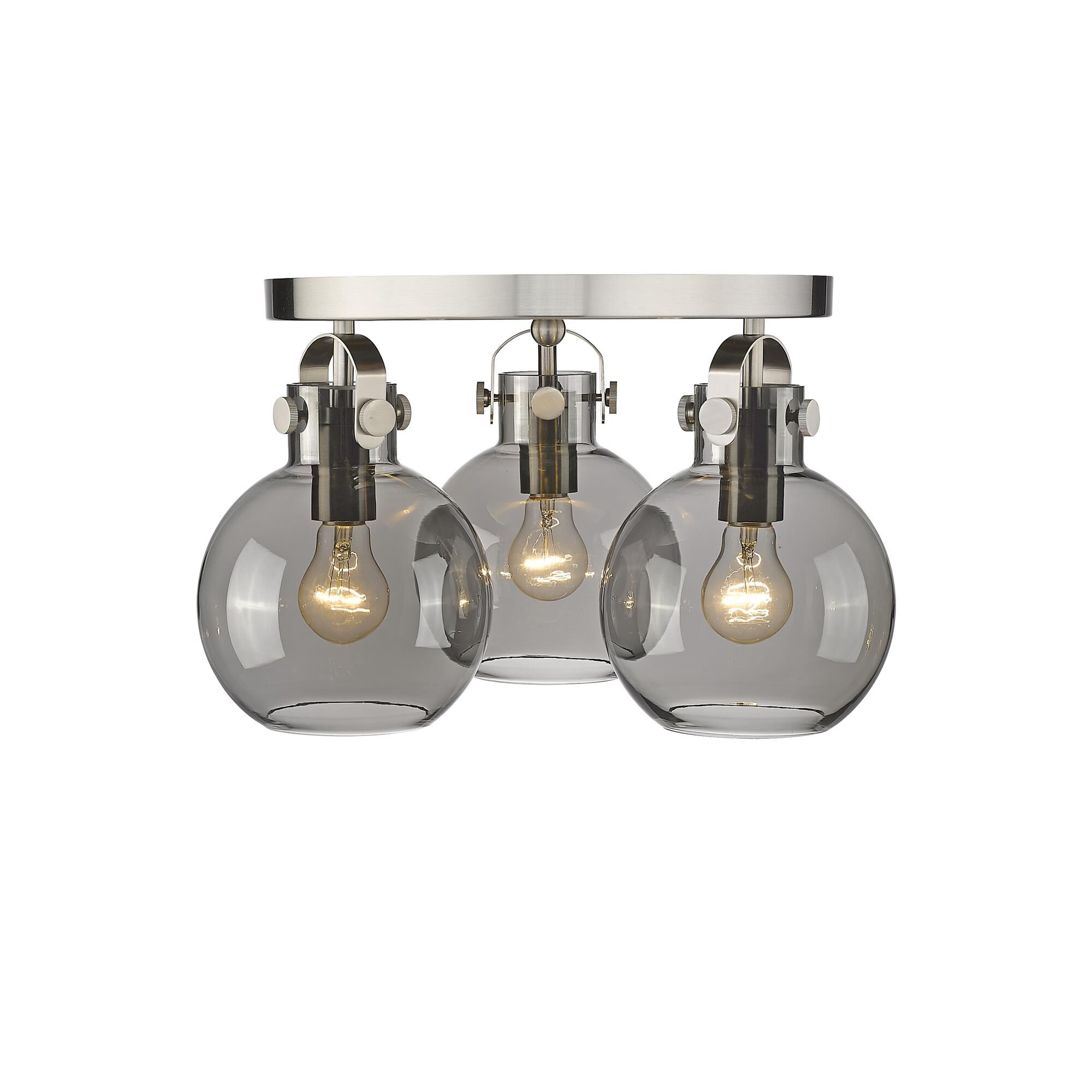 Shown in Satin Nickel finish and Plated Smoke glass