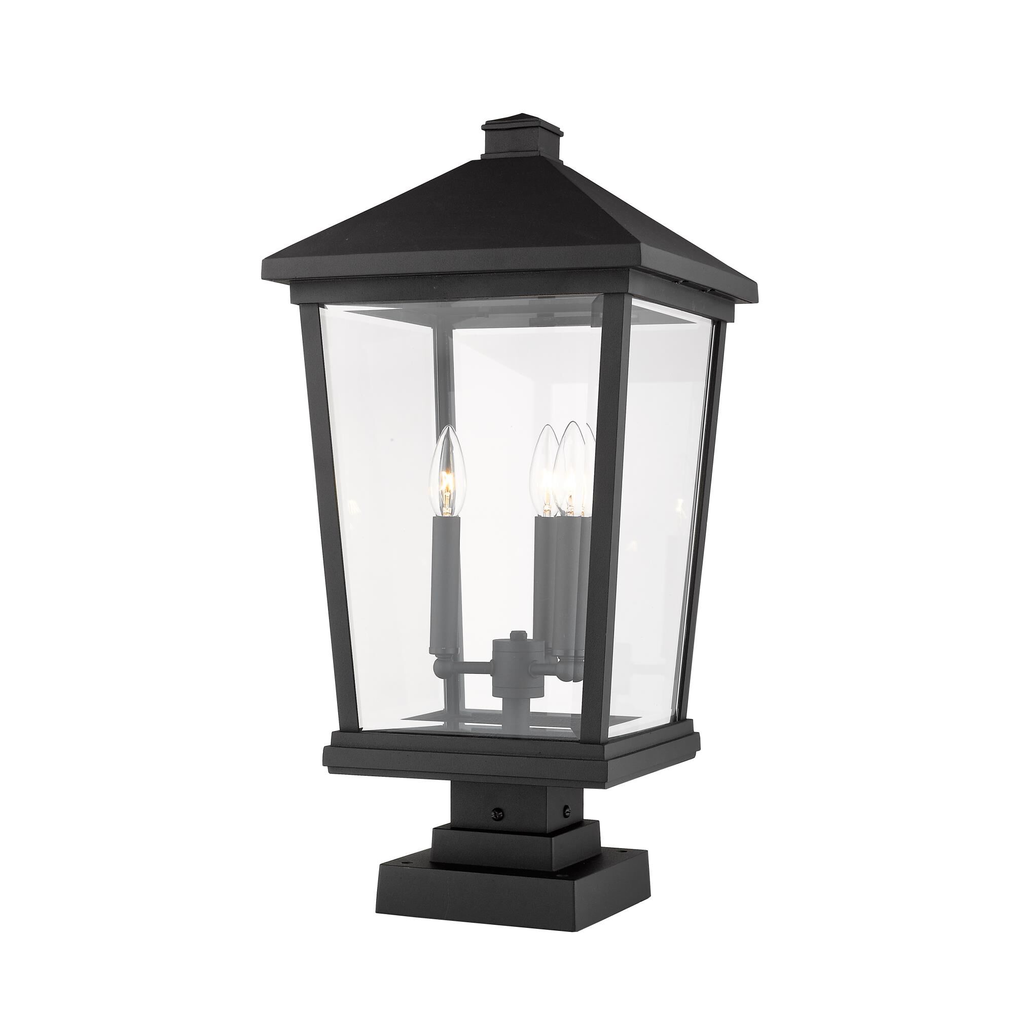 Shown in Black finish and Glass shade