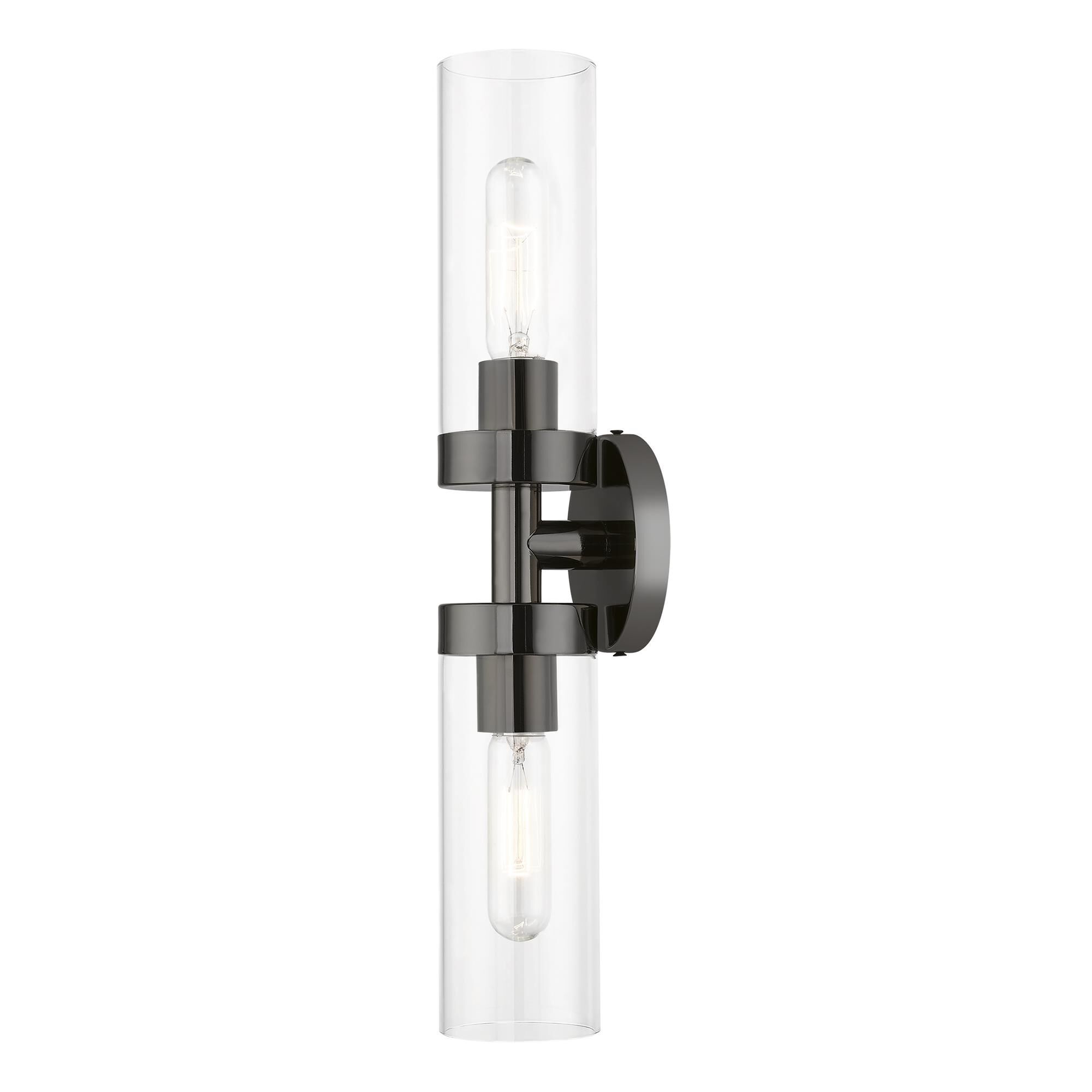 Shown in Black Chrome finish and Clear glass
