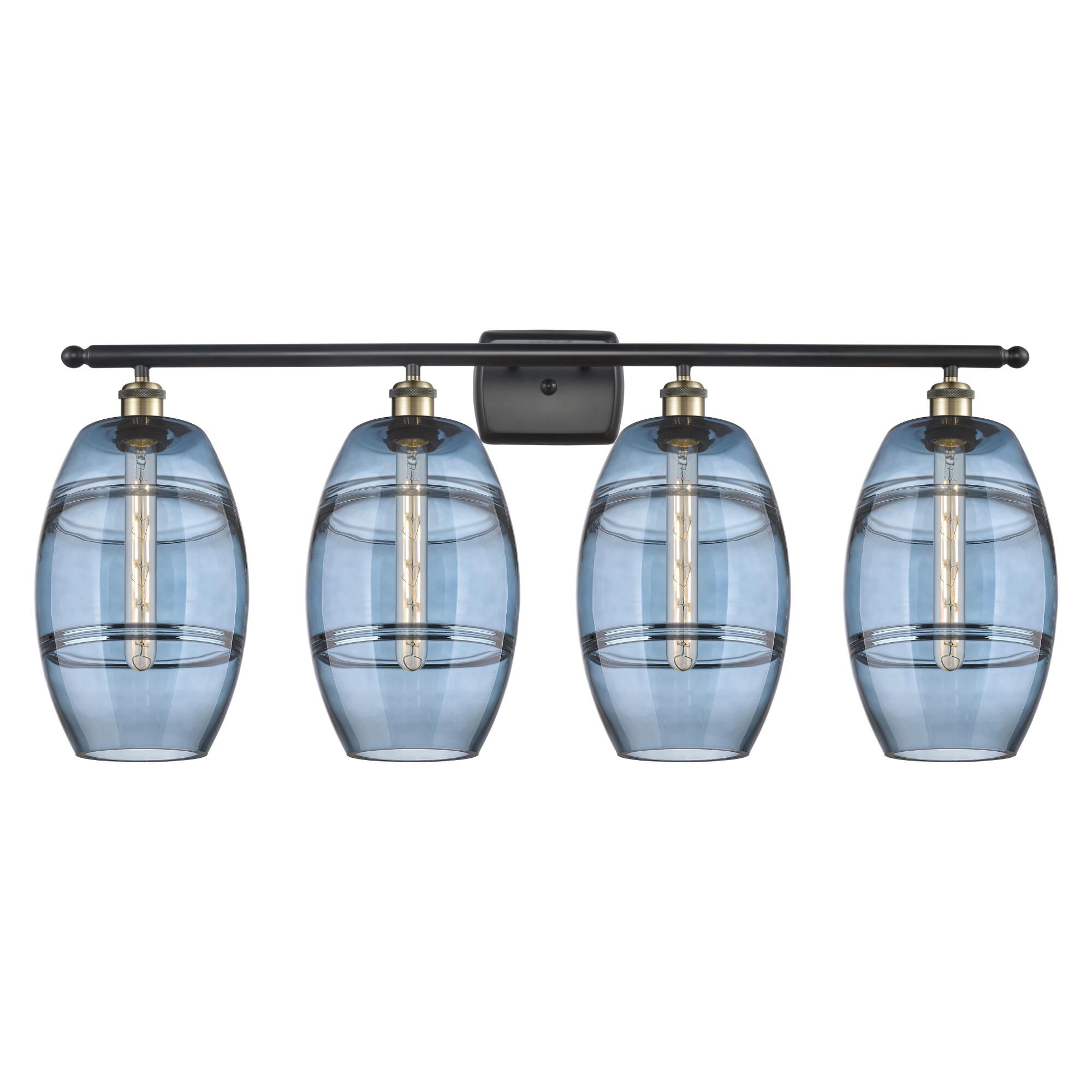 Shown in Black Antique Brass finish and Princess Blue glass