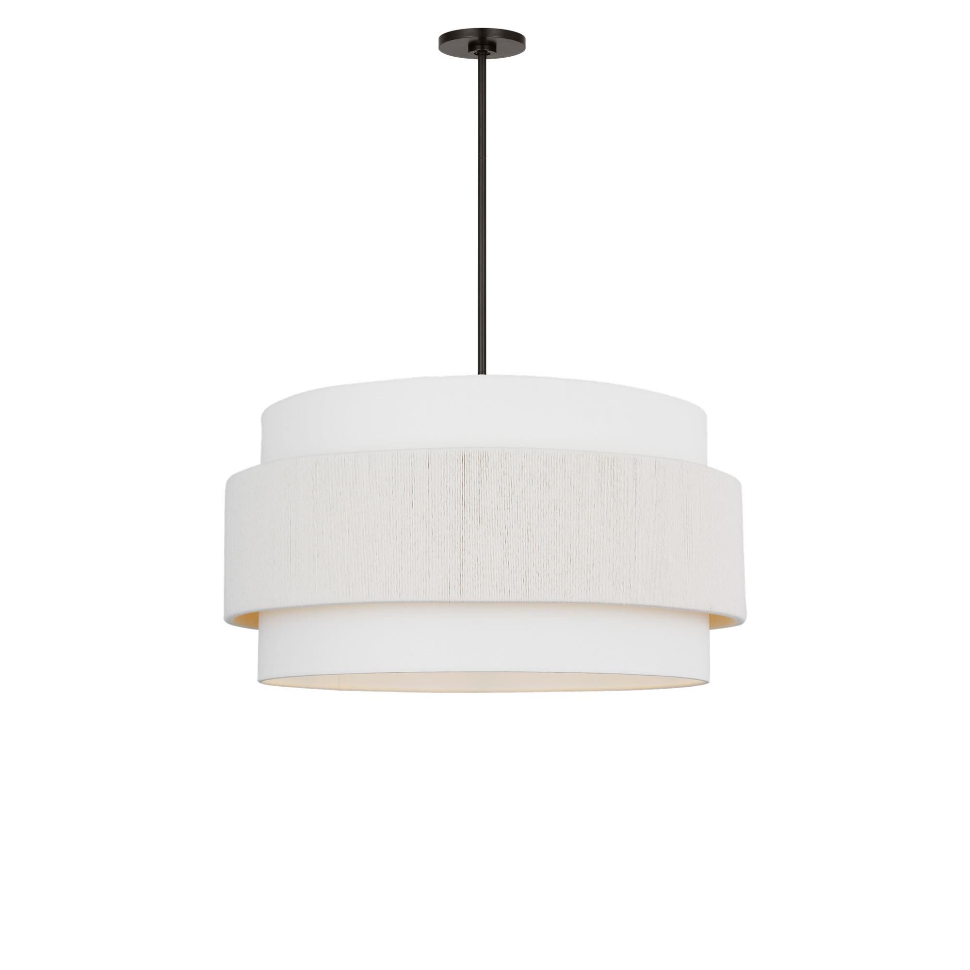Shown in Aged Iron finish and White Linen Fabric shade