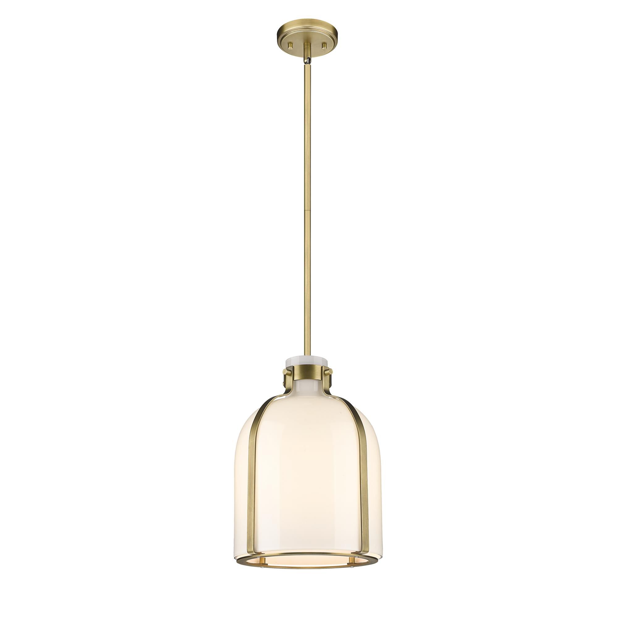 Shown in Rubbed Brass finish and Glass shade