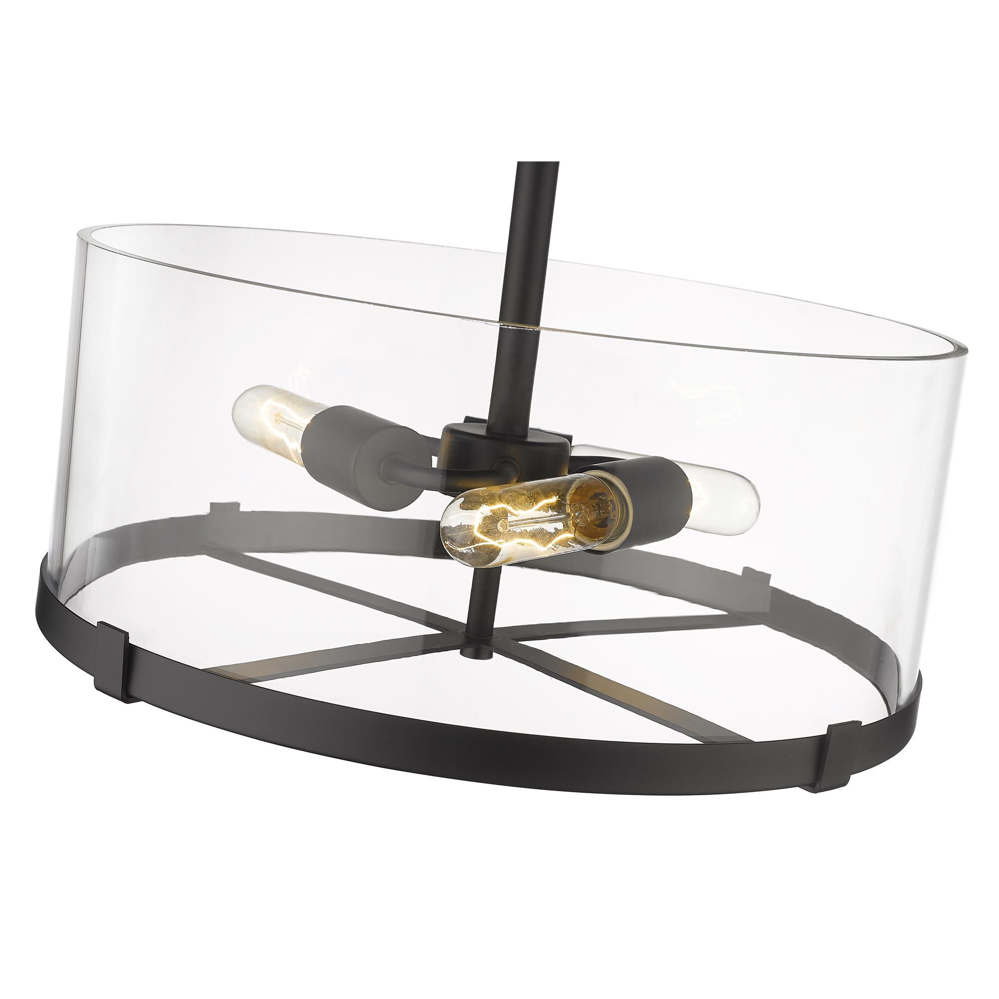 Shown in Matte Black finish and Glass shade