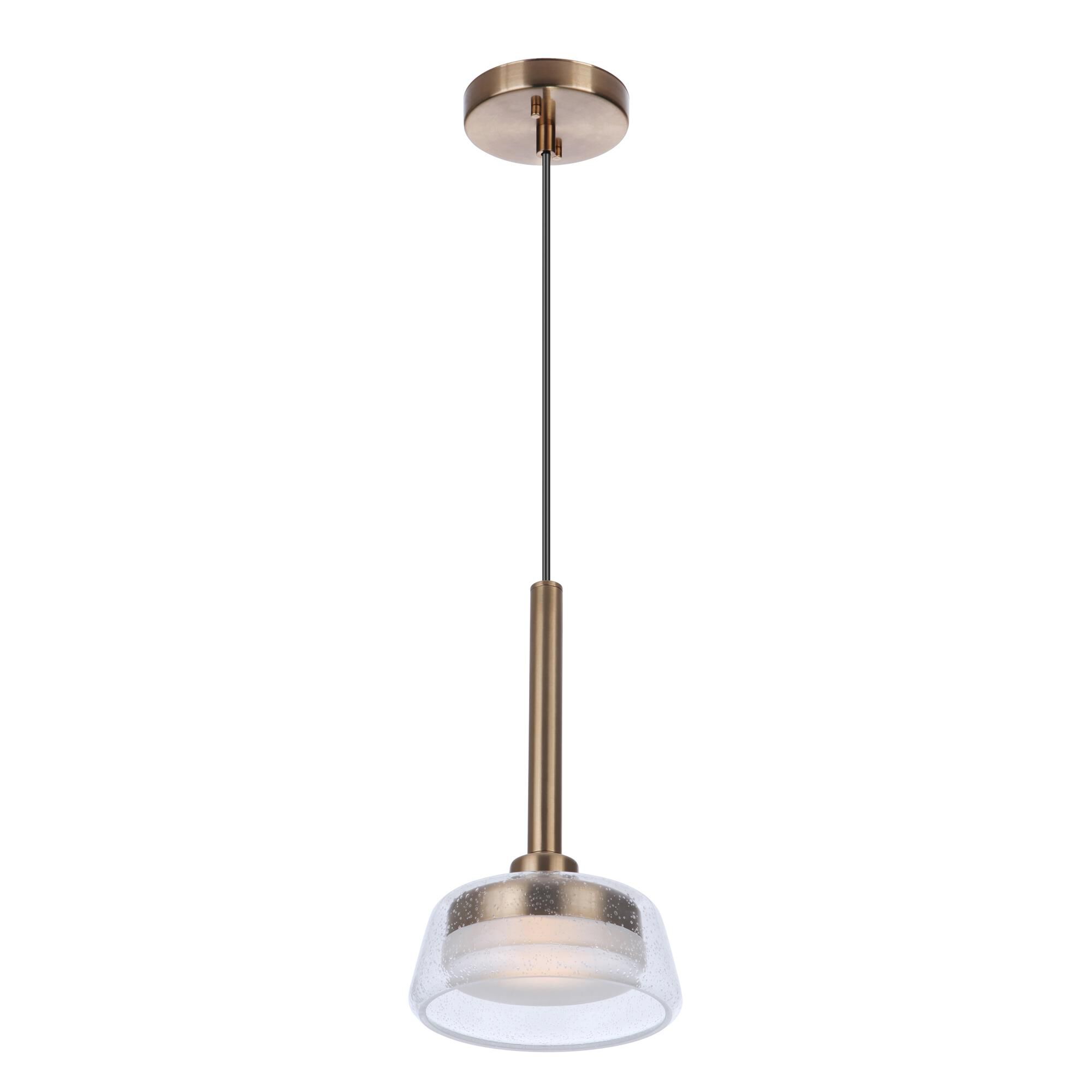 Shown in Satin Brass finish and Clear Seeded glass and Glass shade