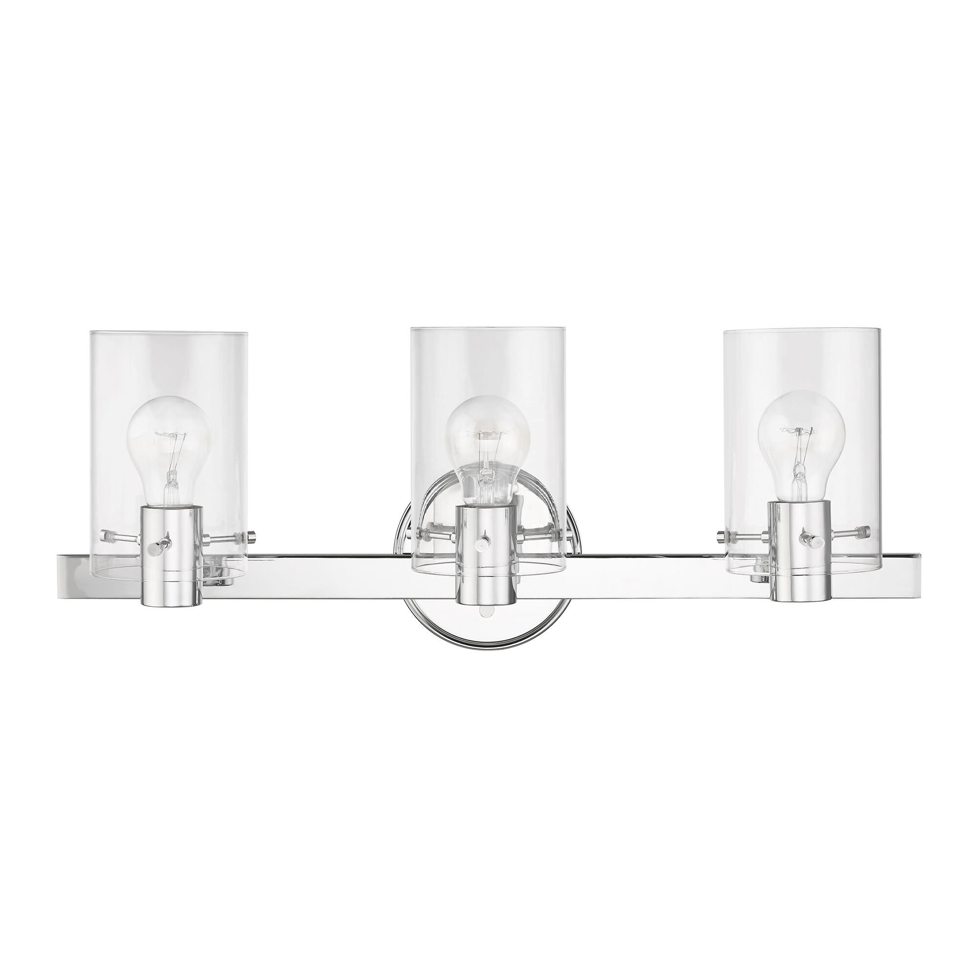 Shown in Polished Chrome finish and Clear glass