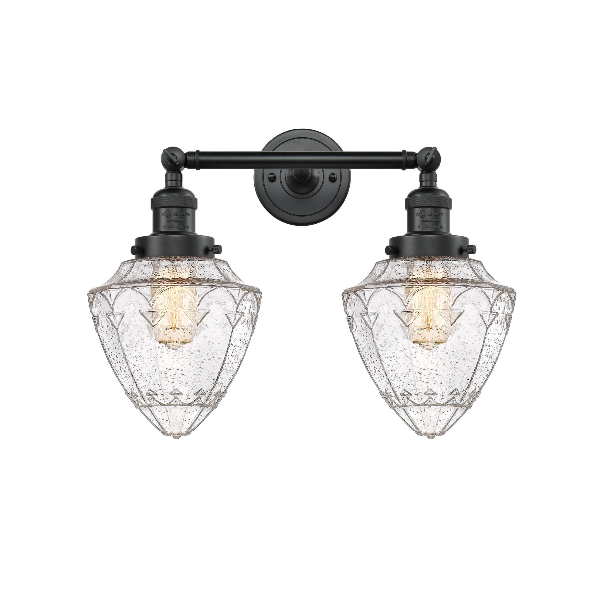 Shown in Matte Black finish and Seedy Small Bullet glass