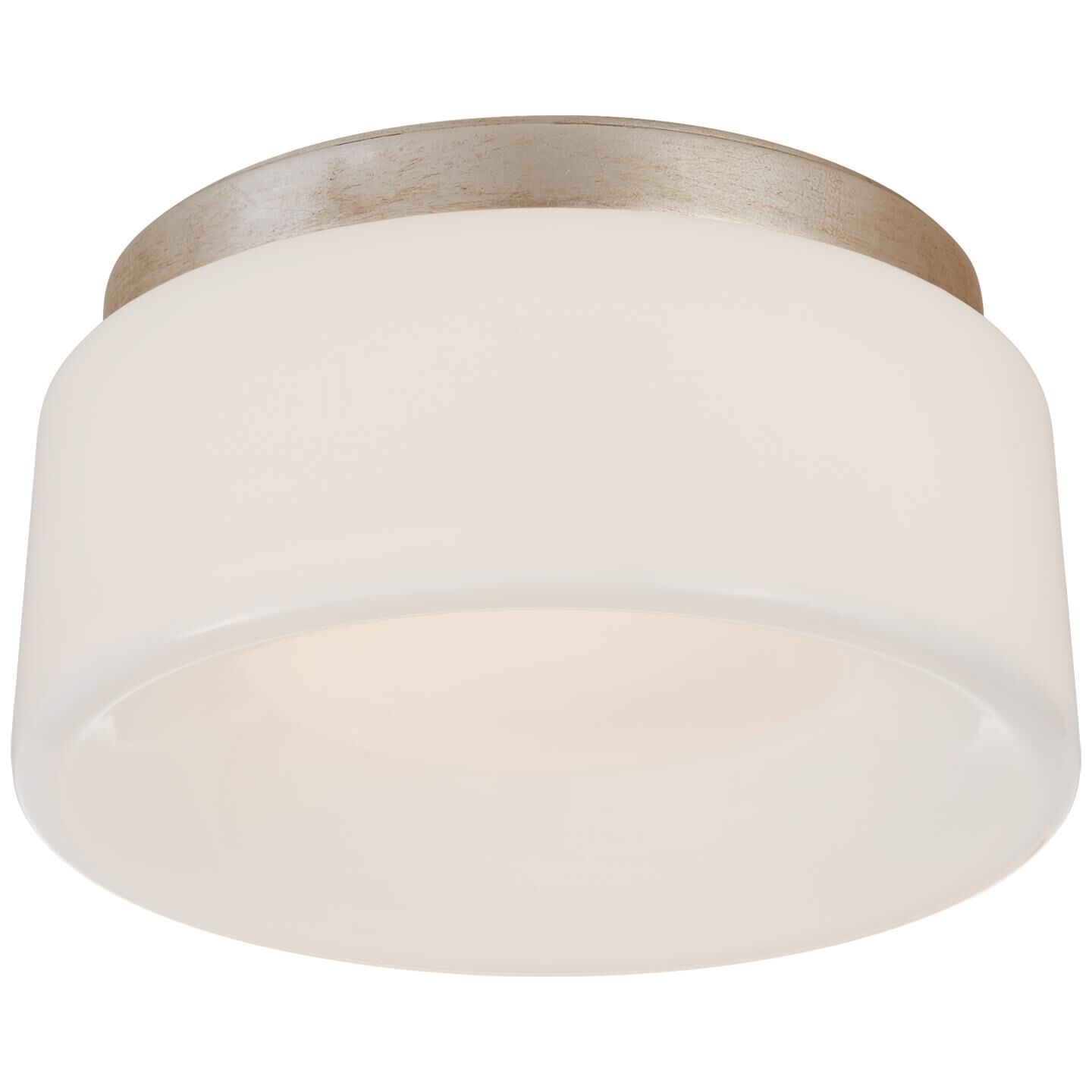 Shown in Burnished Silver Leaf finish and White glass and White Glass shade