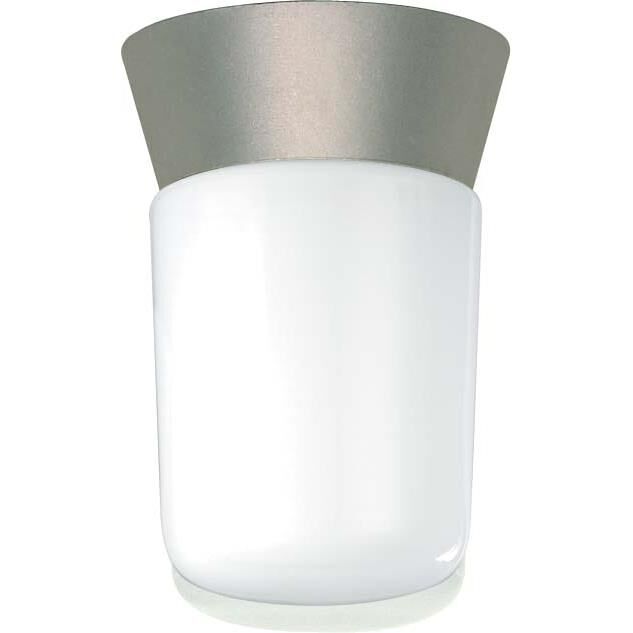 Shown in Satin Aluminum finish and White Cylinder glass