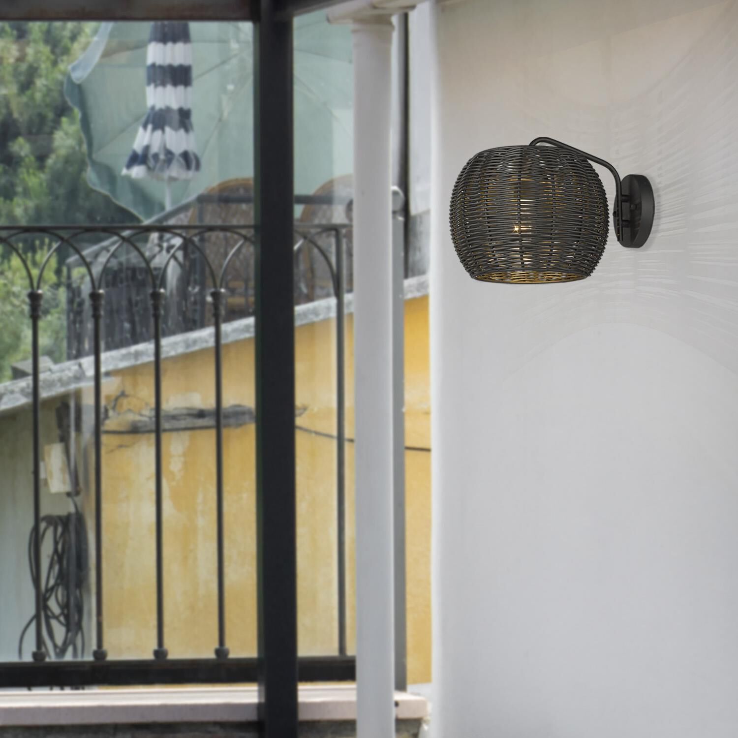 Shown in Black Rattan Wicker finish