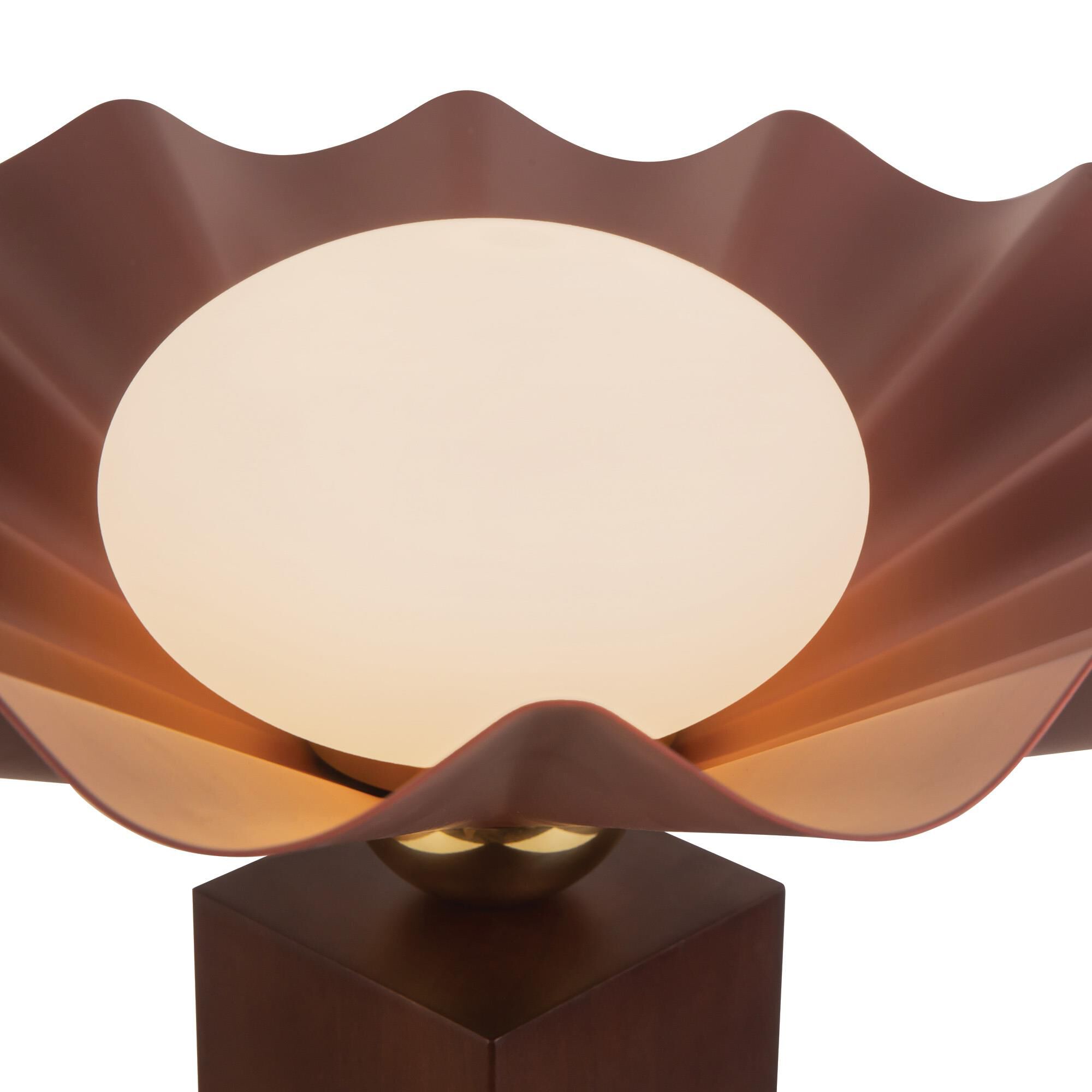 Shown in Burgundy finish and Matte Opal glass