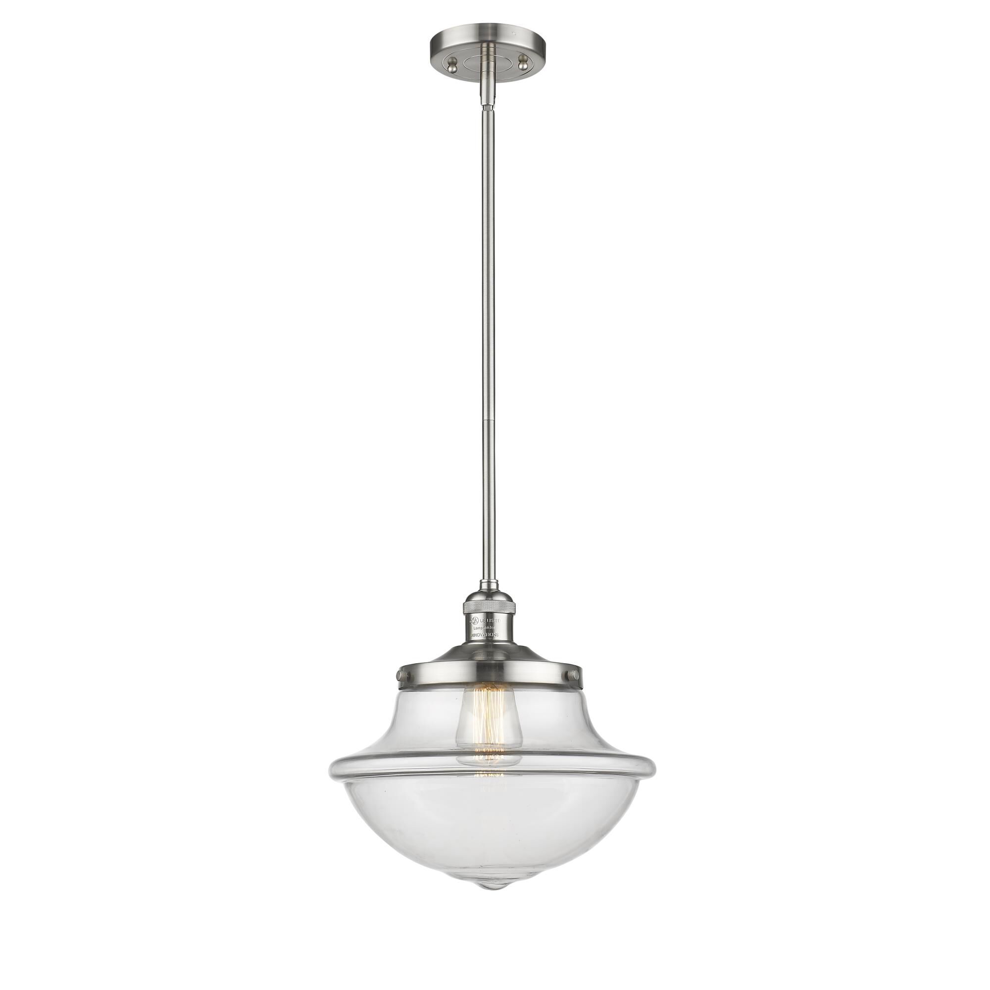 Shown in Brushed Satin Nickel finish and Clear glass