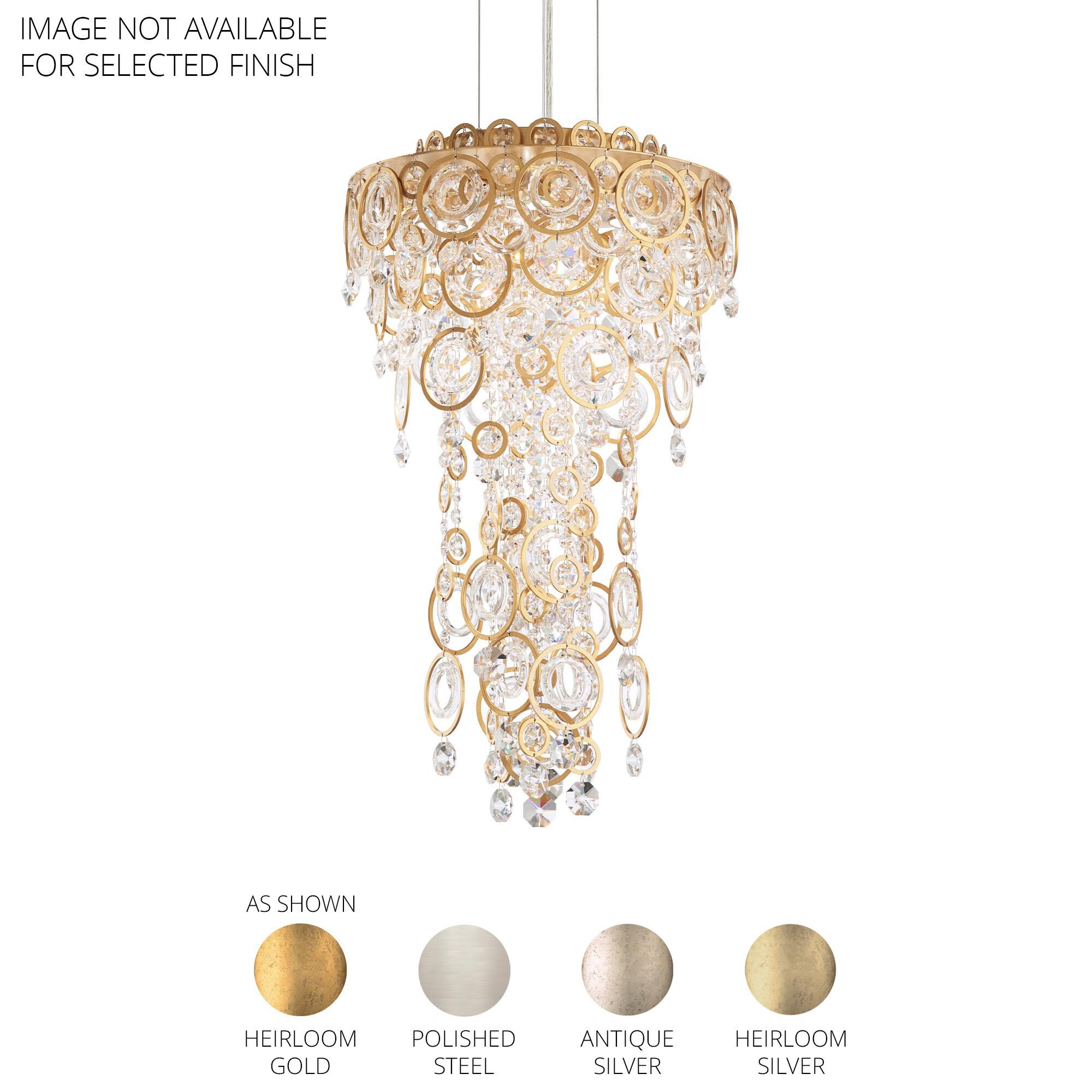 Shown in Antique Silver finish and Clear Optic crystal