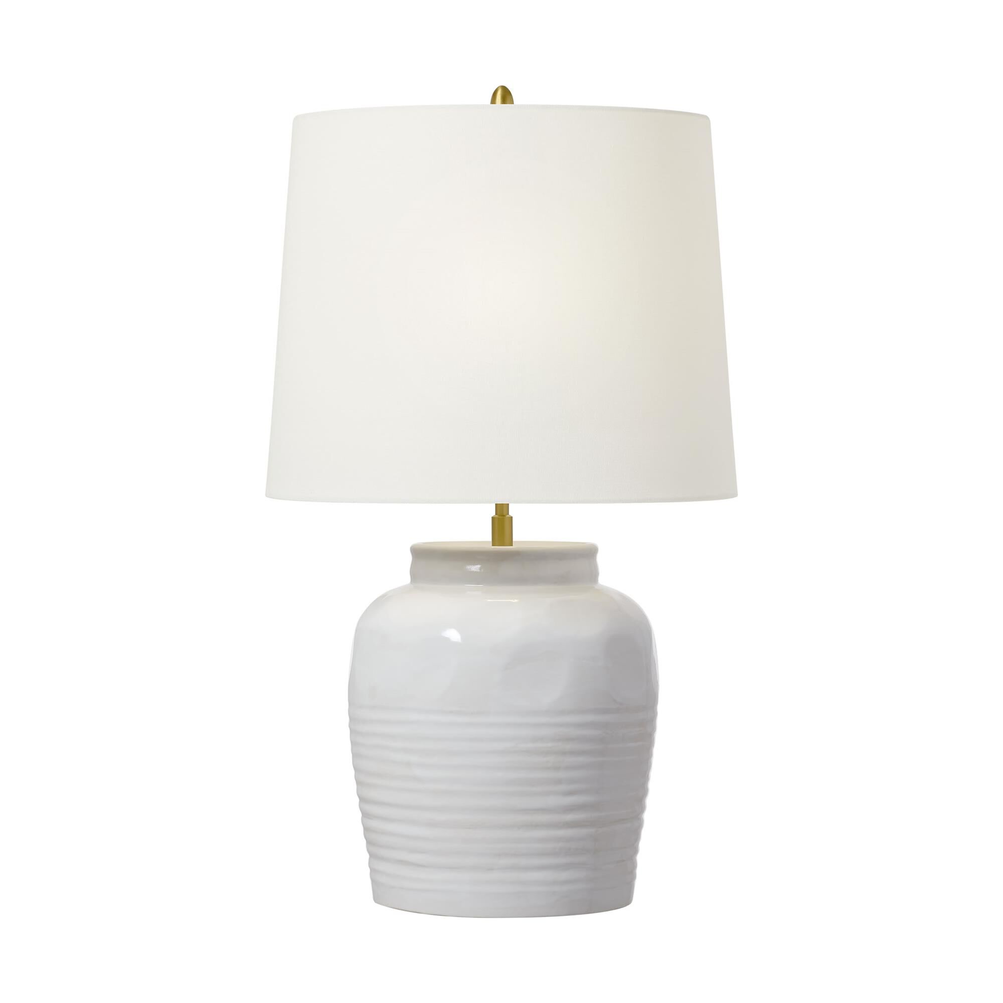 Shown in Natural White finish and White Linen shade