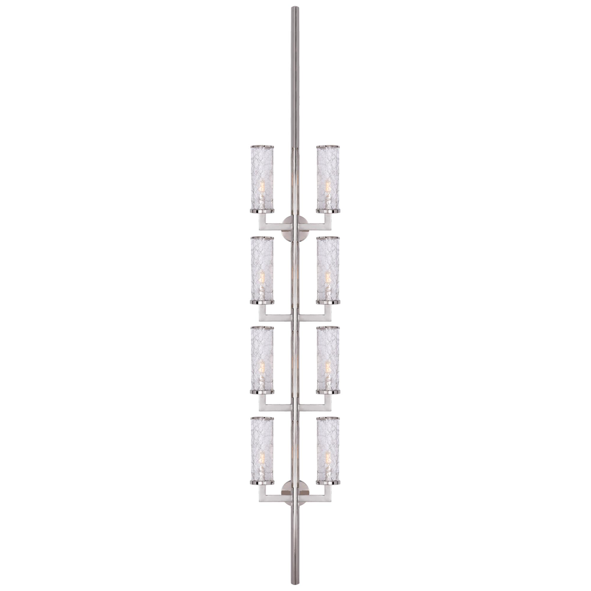 Shown in Polished Nickel finish and Crackle glass