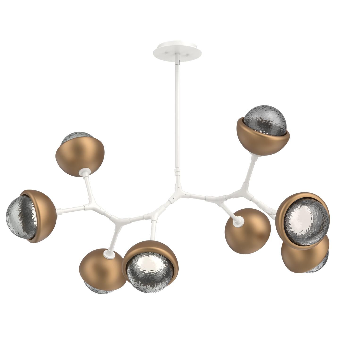 Shown in Salt White finish and Smoke glass and Novel Brass accent