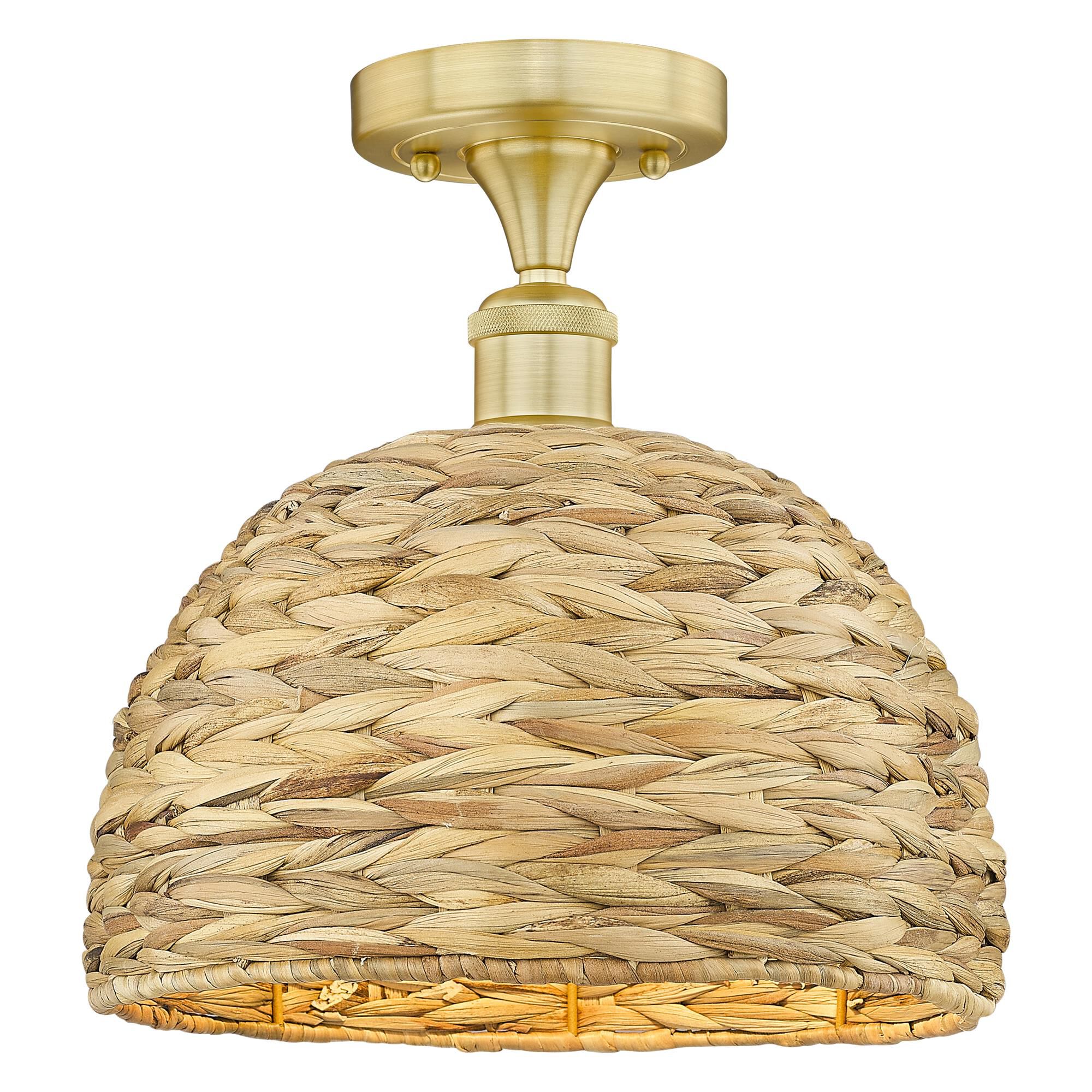 Bruno Marashlian Woven Rattan 12 Inch Semi Flush Mount by Innovations Lighting
