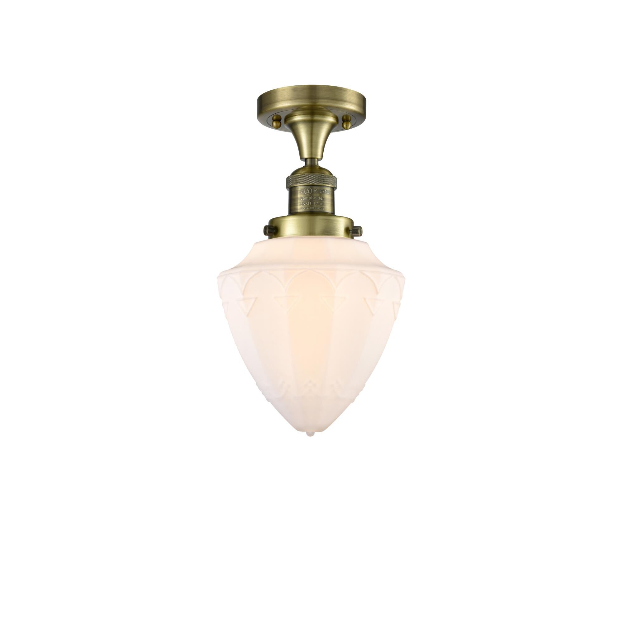 Shown in Antique Brass finish and Matte White Cased Small Bullet glass