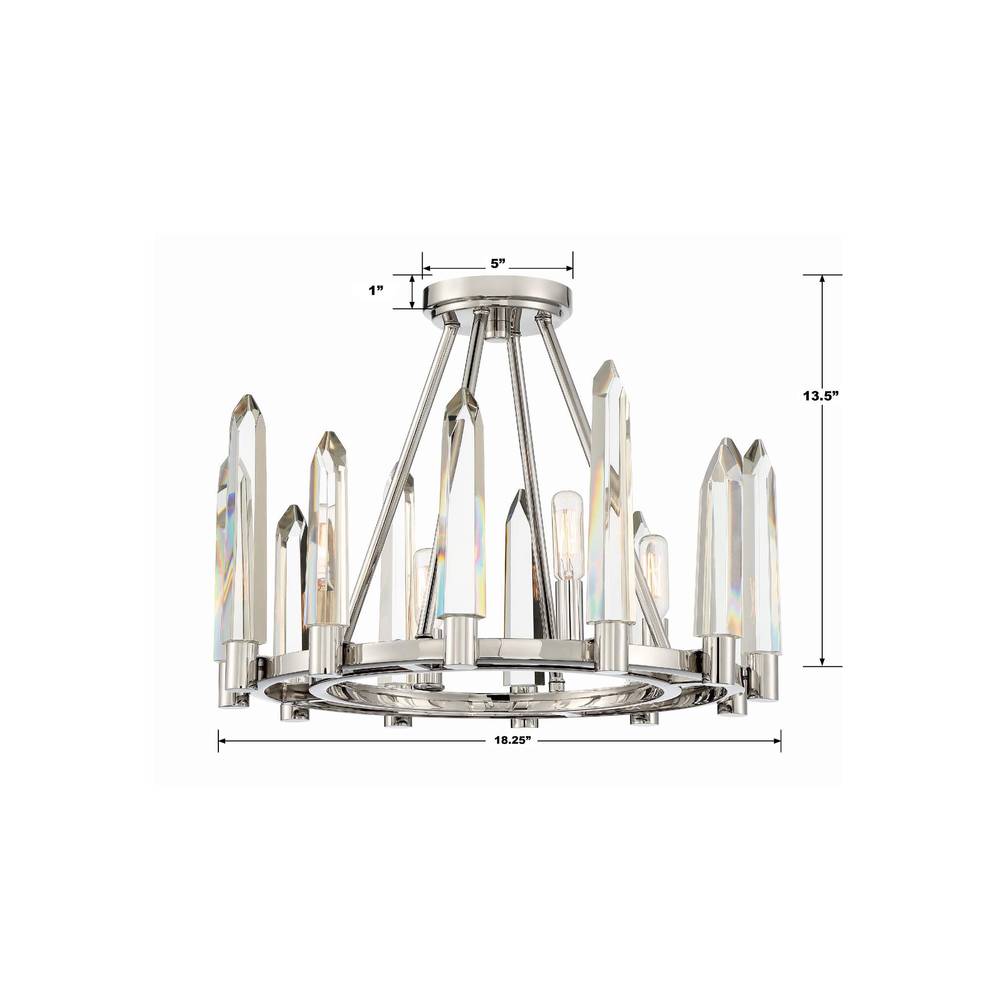 Shown in Polished Nickel finish and Clear Glass crystal