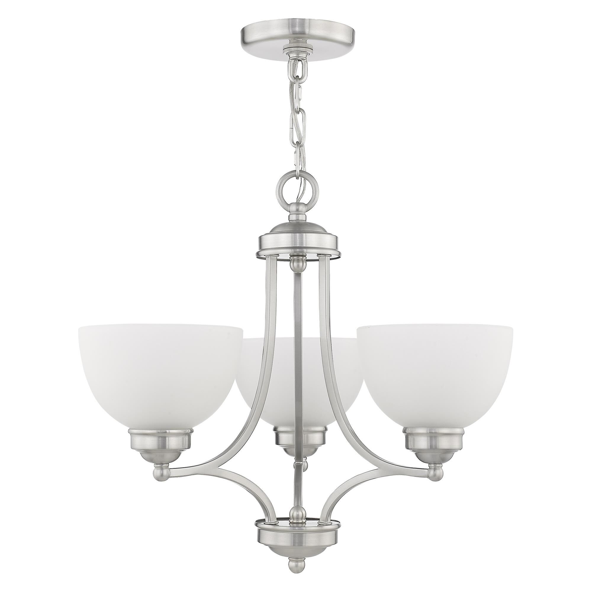 Shown in Brushed Nickel finish and Satin glass