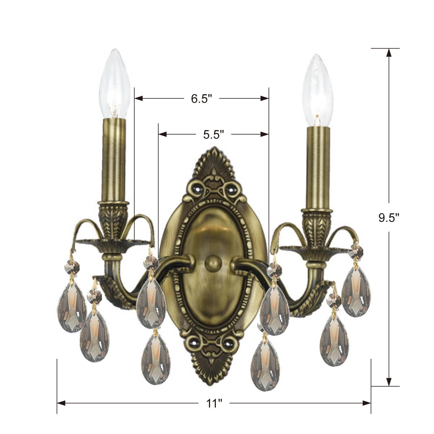 Shown in Antique Brass finish and Golden Teak Hand Cut crystal