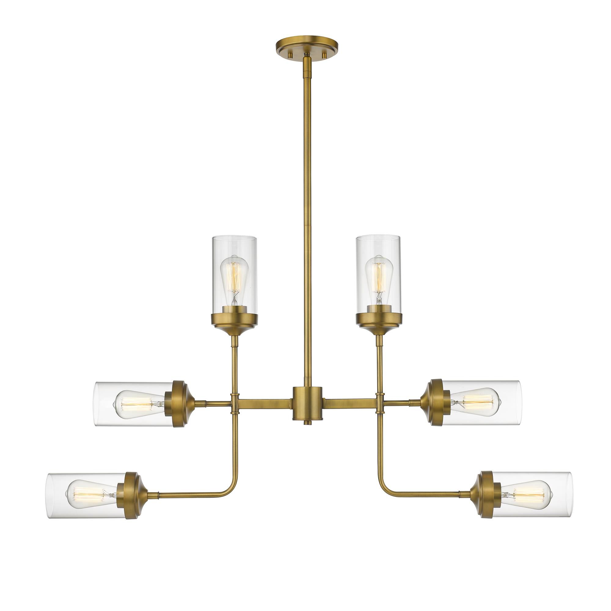 Shown in Foundry Brass finish and Glass shade