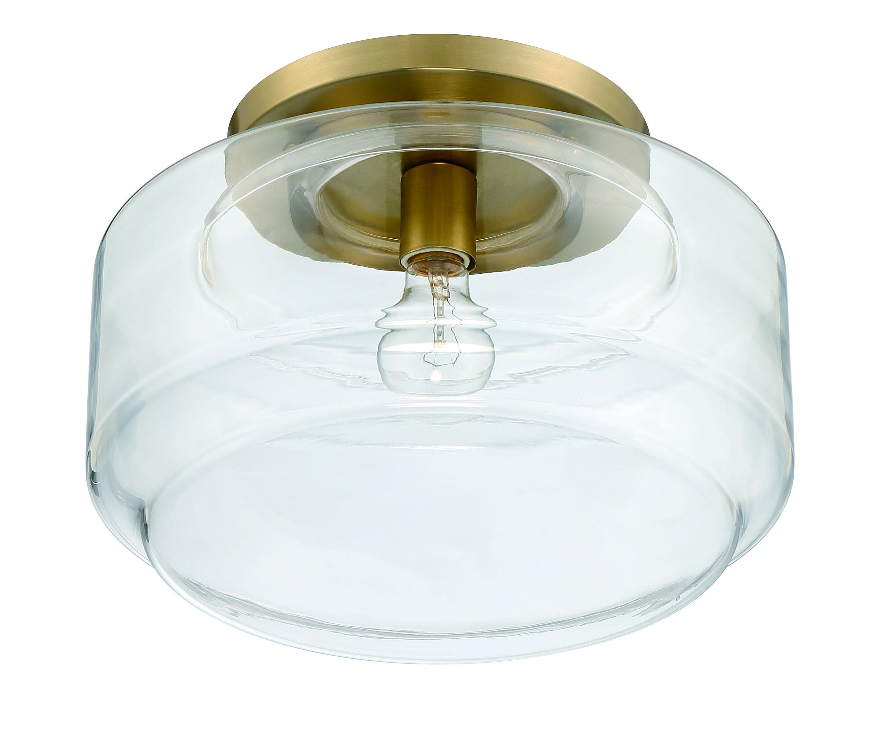 Shown in Satin Brass finish and Clear glass and Glass shade