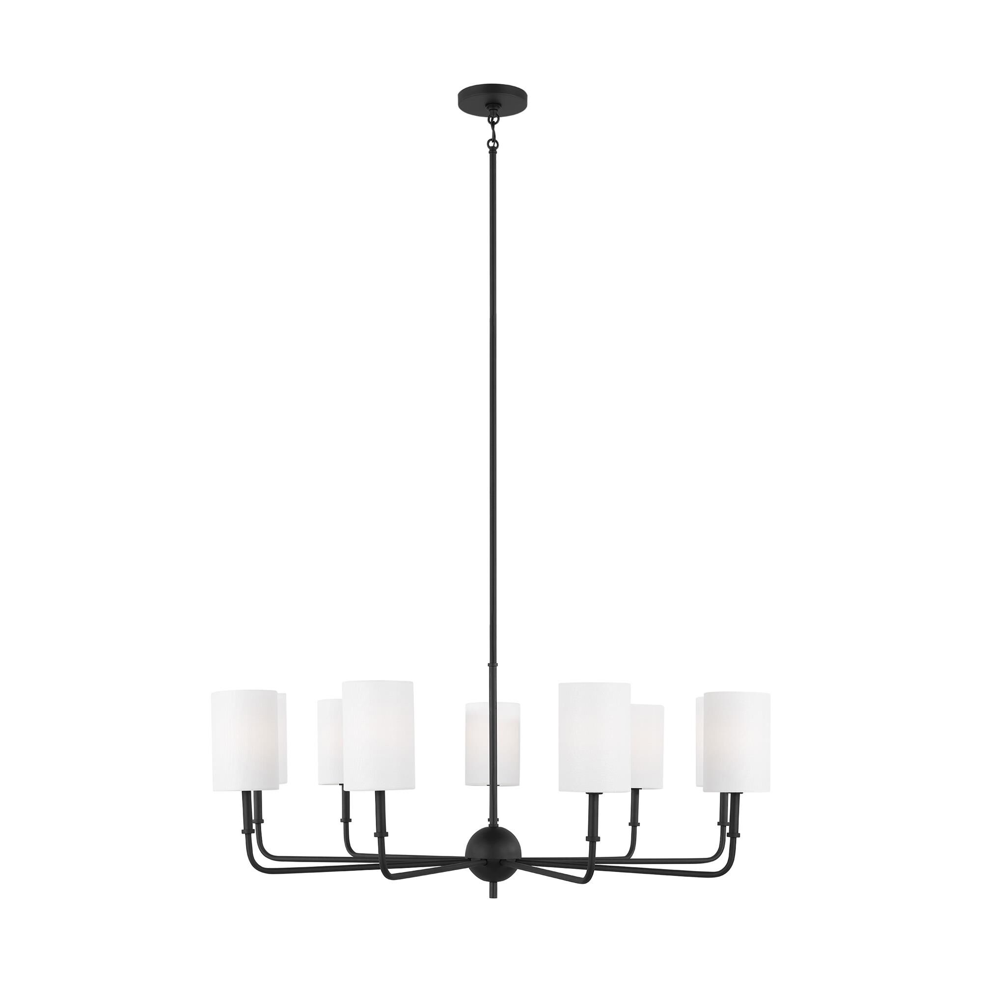 Shown in Midnight Black finish and White Linen glass and White Linen Fabric s shade