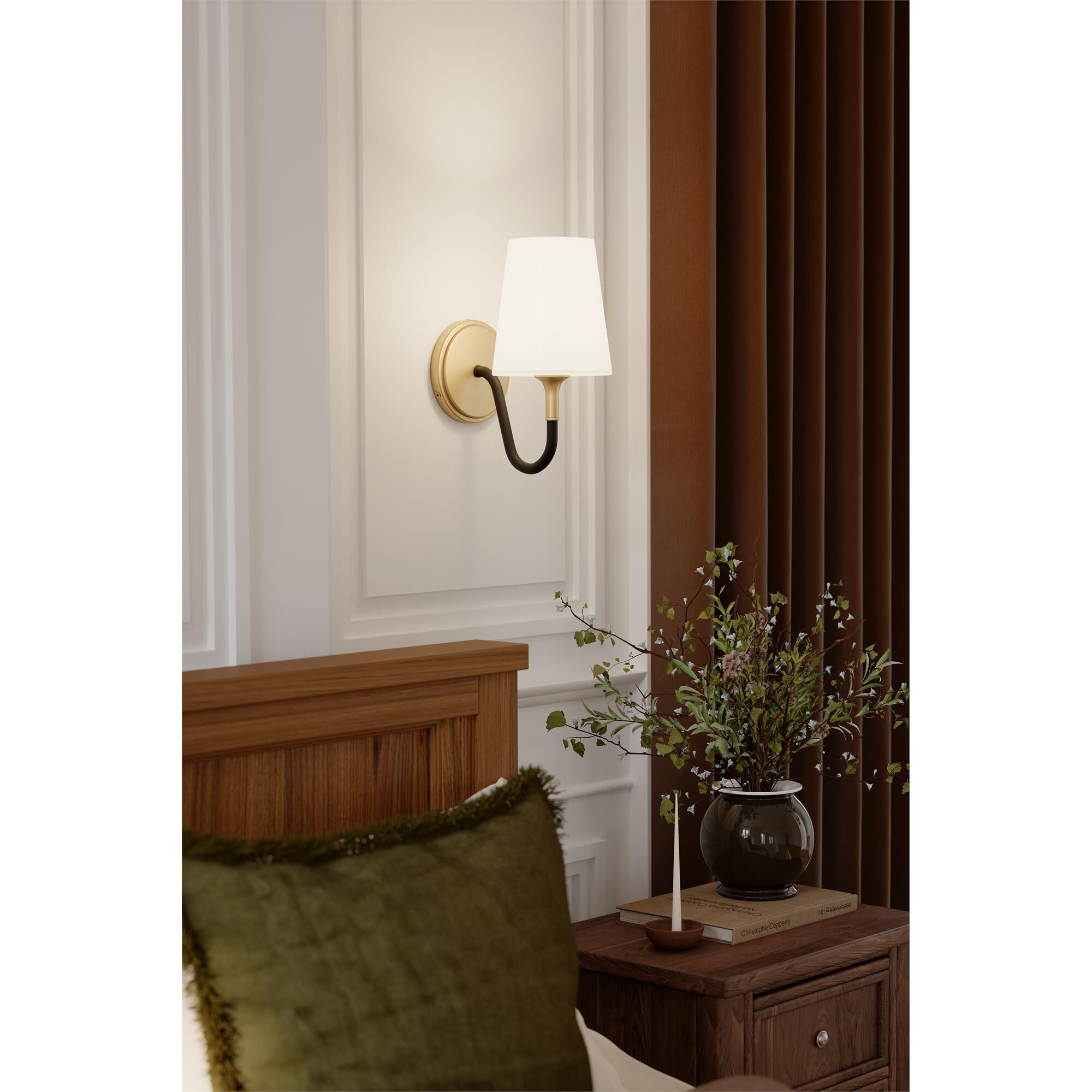 Shown in Legacy Brass finish and Etched White glass