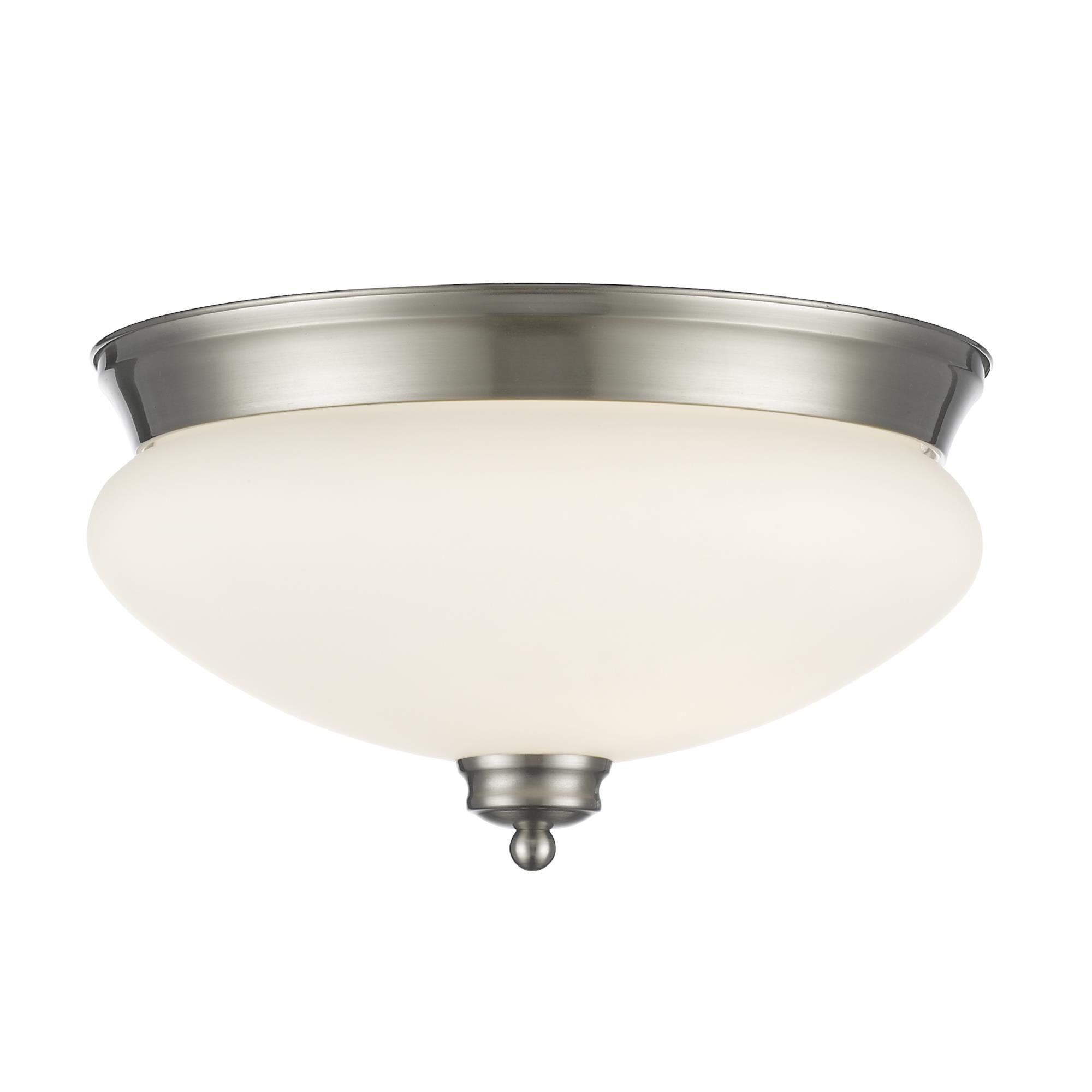 Shown in Brushed Nickel finish and Glass shade